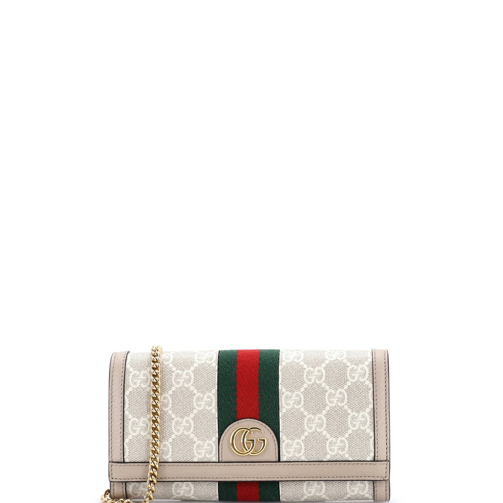 Ophidia Wallet on Chain GG Coated Canvas with Leather