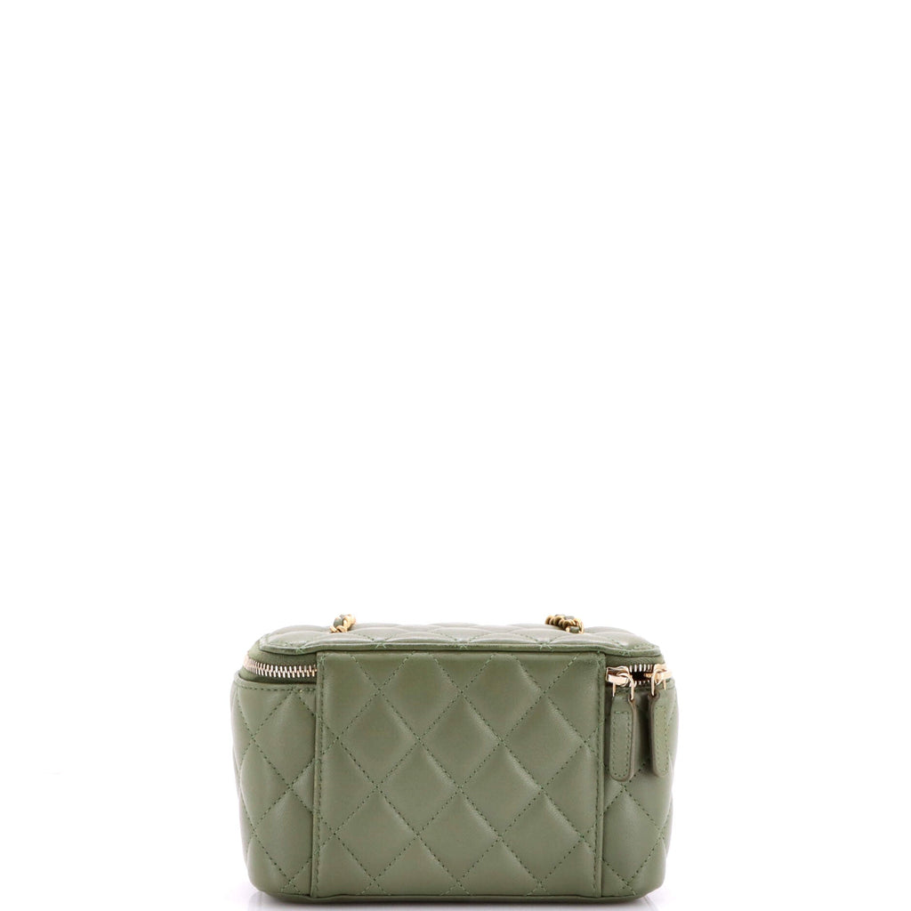 Pearl Crush Vanity Case with Chain Quilted Lambskin Small