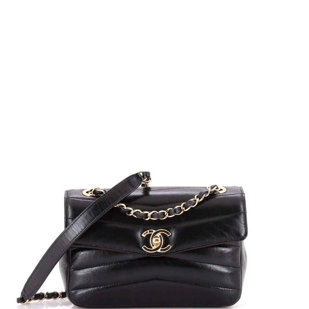 Miroir Flap Bag Chevron Shiny Lambskin Small