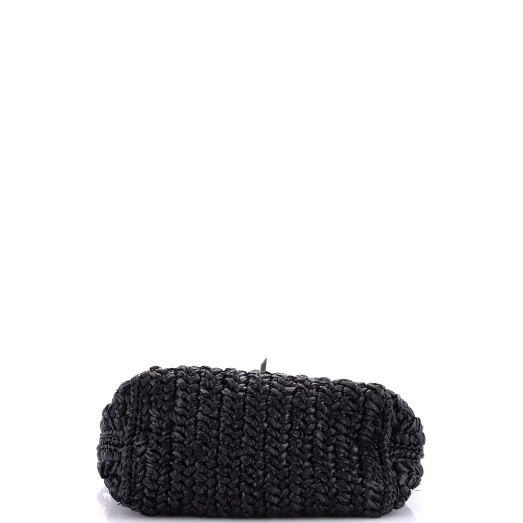 Flower Crystal Chain Shoulder Bag Woven Raffia