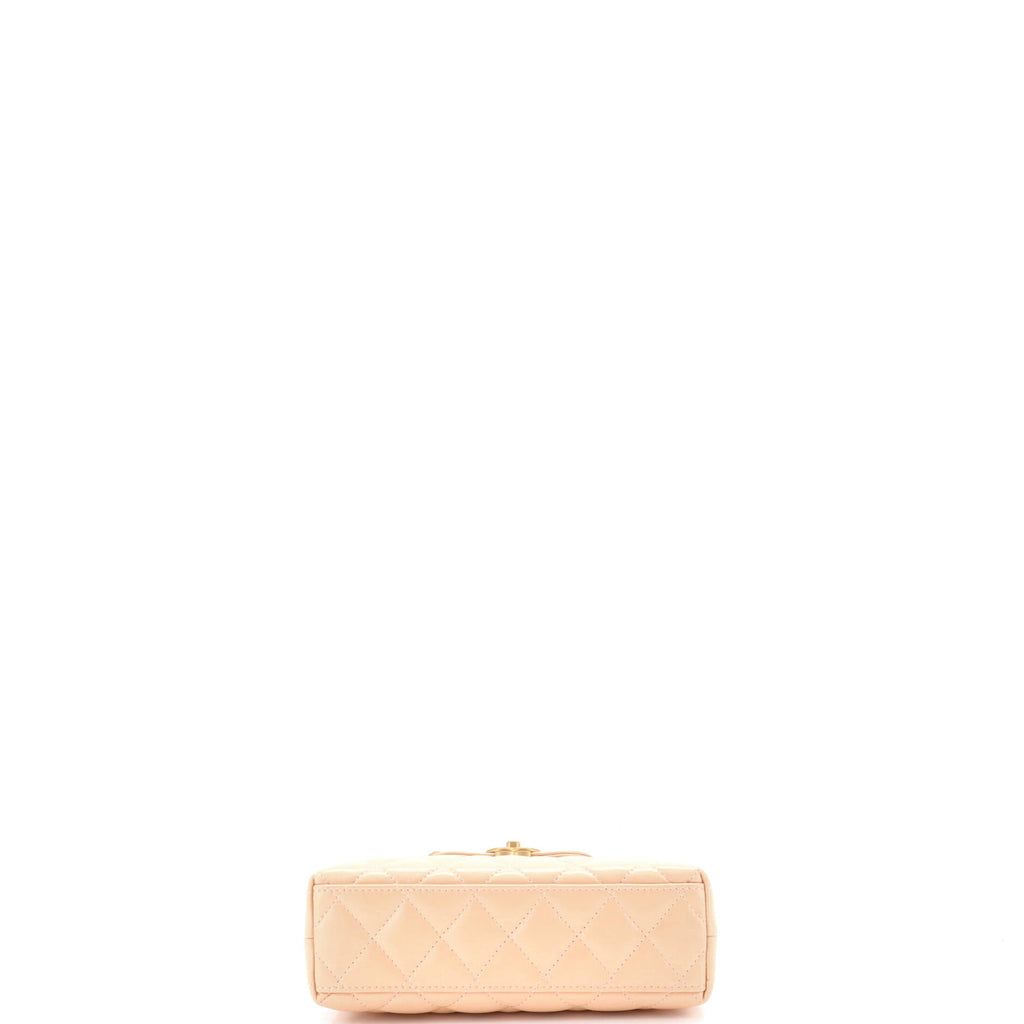 Kelly Top Handle Shopping Bag Quilted Shiny Aged Calfskin Mini