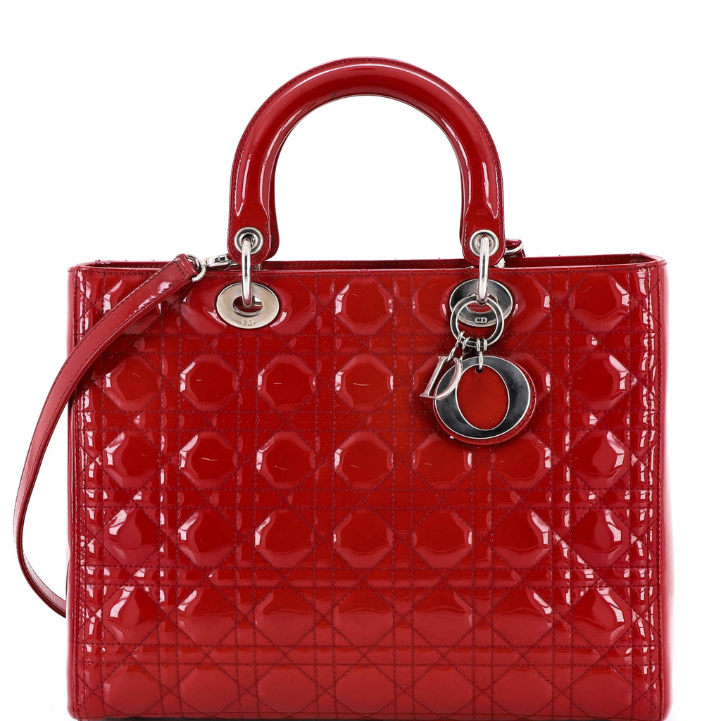 Vintage Lady Dior Bag Cannage Quilt Patent Large