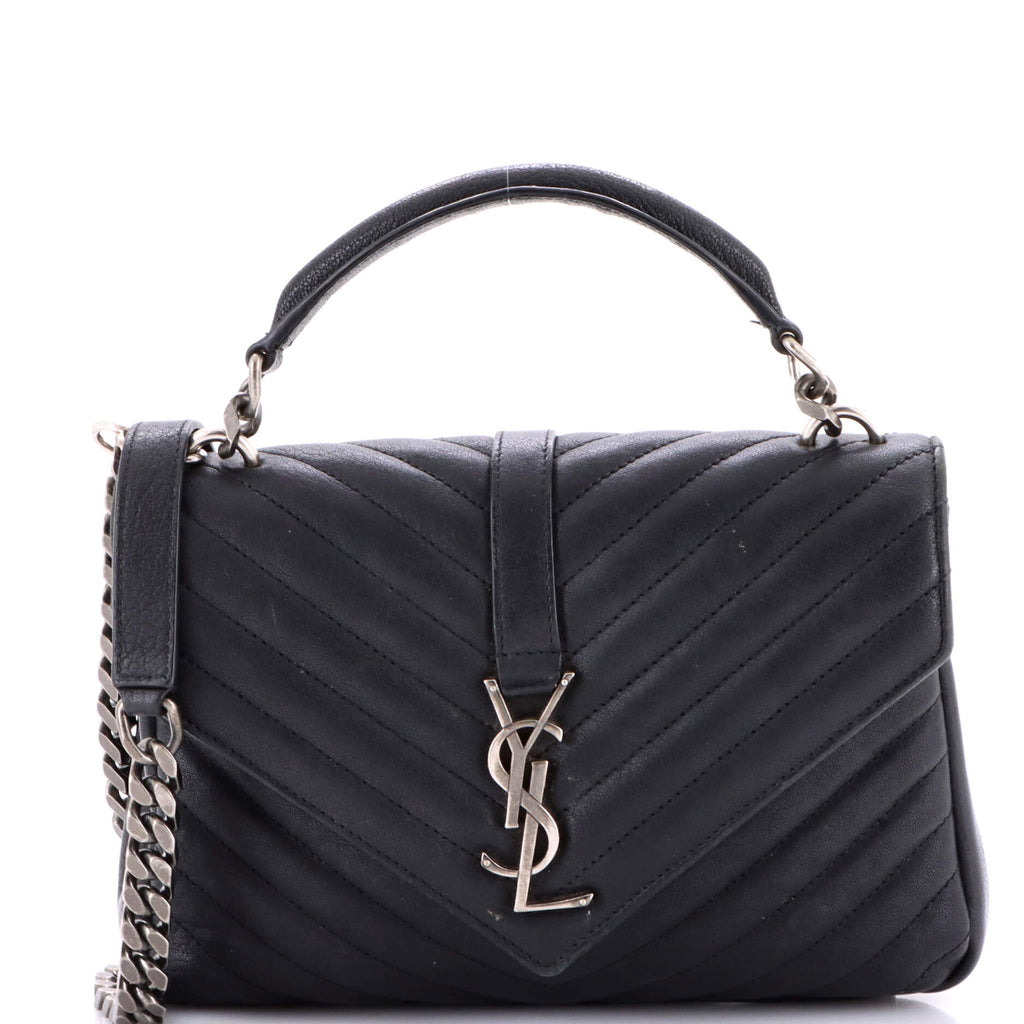 Classic Monogram College Bag Matelasse Chevron Leather Medium