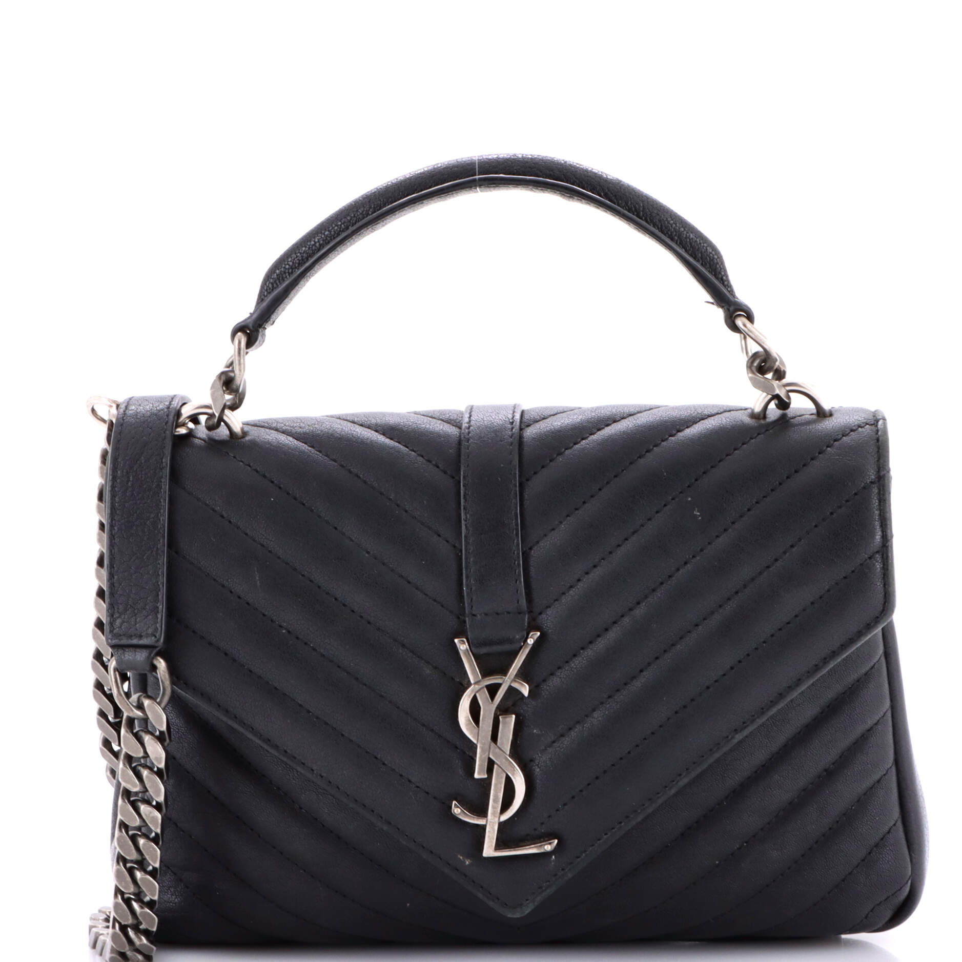 Classic Monogram College Bag Matelasse Chevron Leather Medium