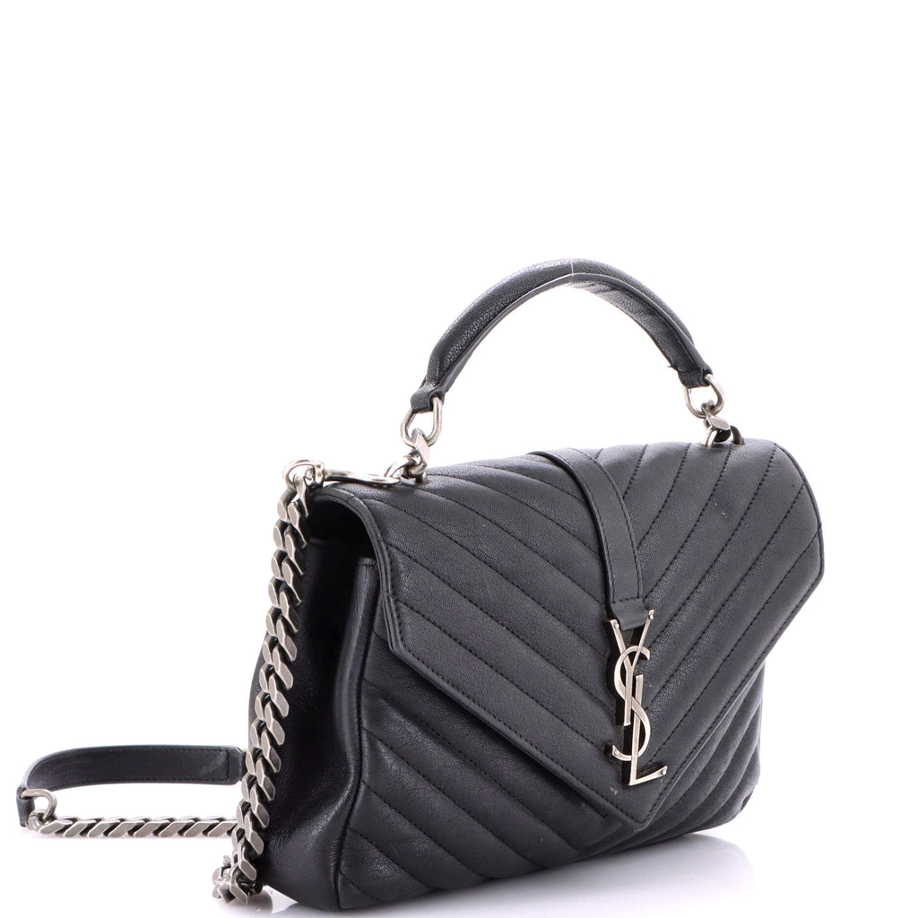 Classic Monogram College Bag Matelasse Chevron Leather Medium