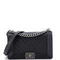 Boy Flap Bag Quilted Caviar Old Medium