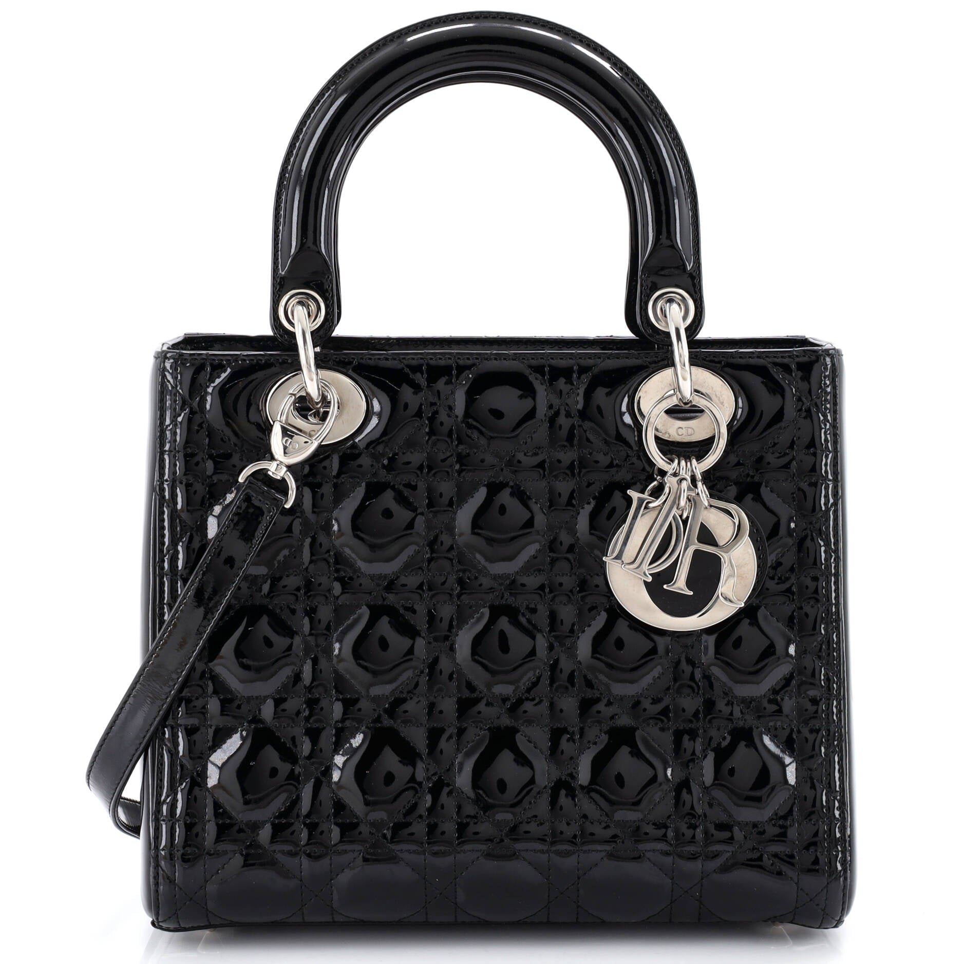 Lady Dior Bag Cannage Quilt Patent Medium