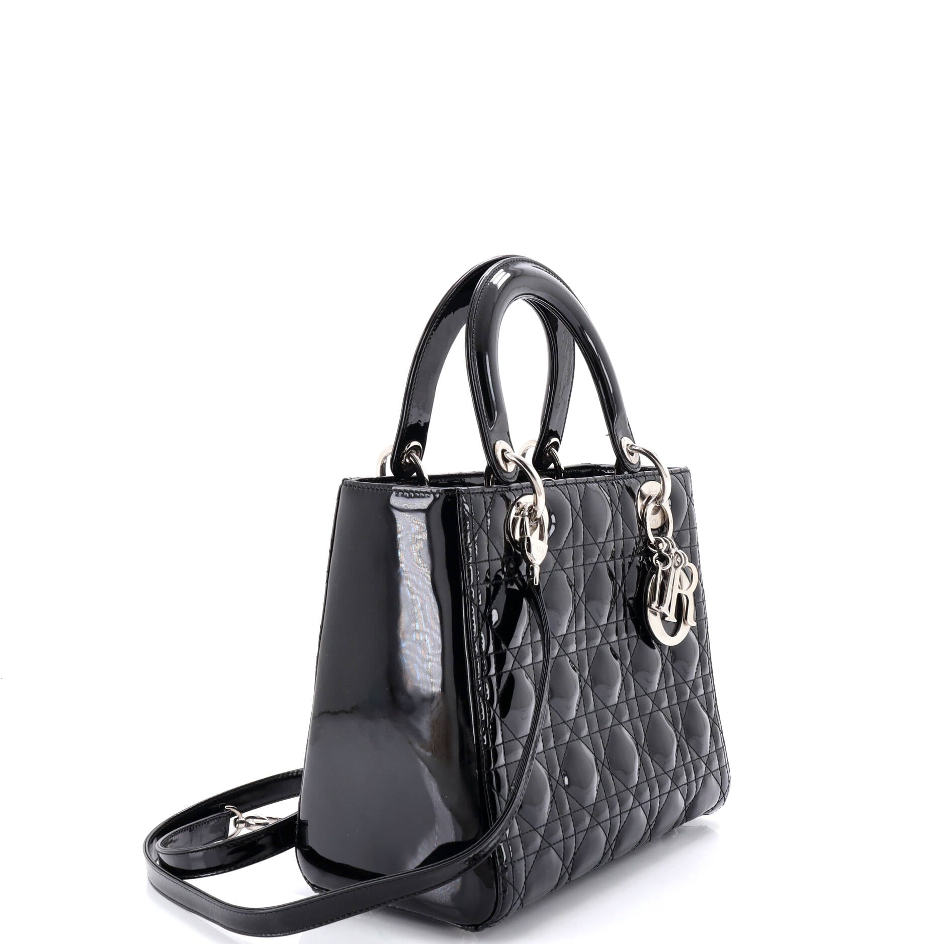 Lady Dior Bag Cannage Quilt Patent Medium