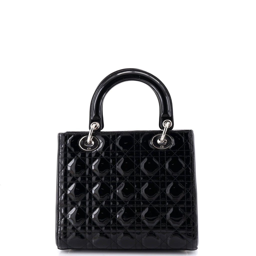 Lady Dior Bag Cannage Quilt Patent Medium