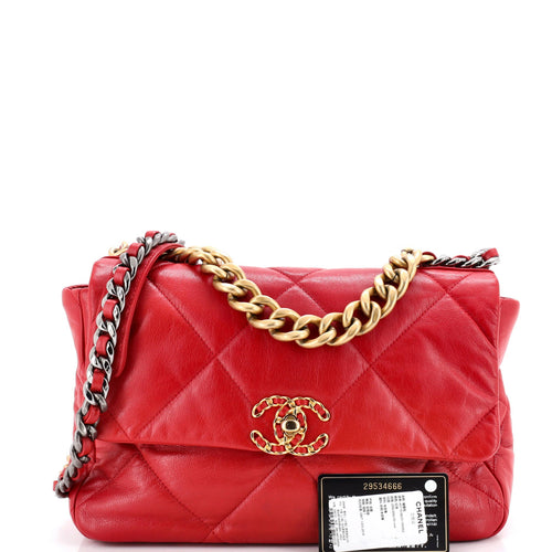 19 Flap Bag Quilted Leather Large