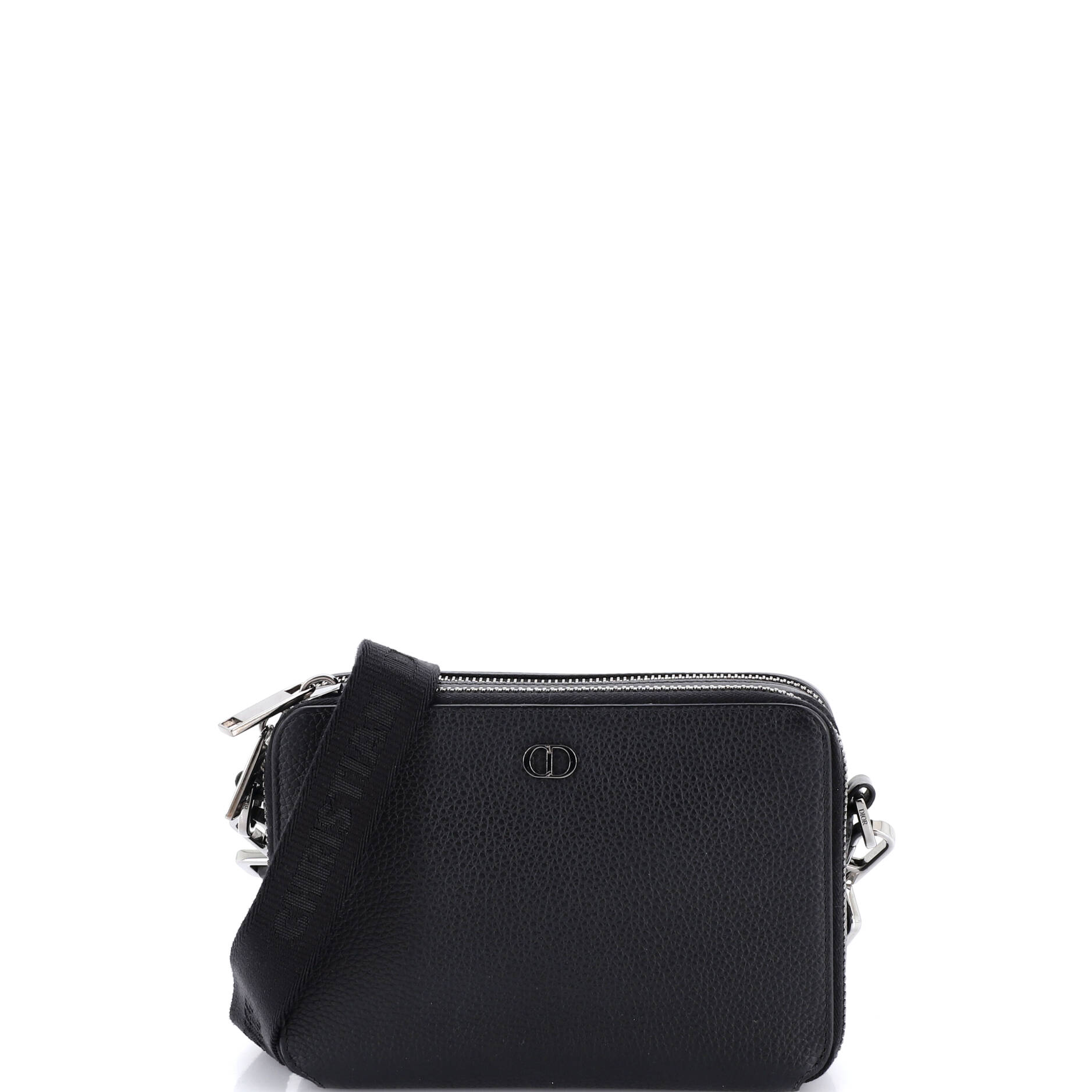 CD Icon Double Zip Pouch Leather