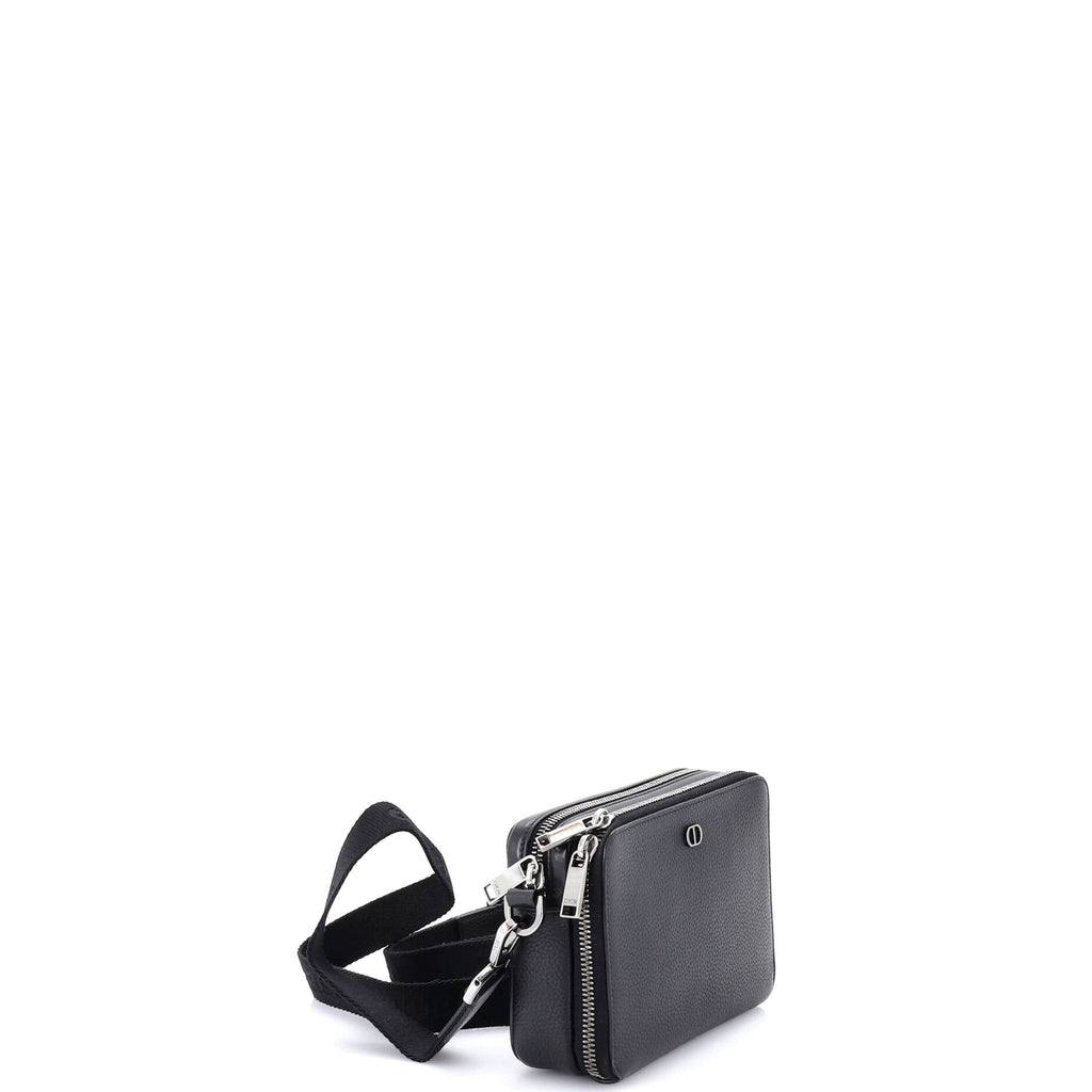 CD Icon Double Zip Pouch Leather