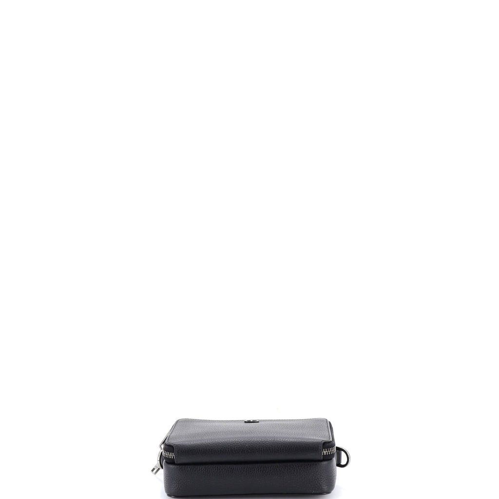 CD Icon Double Zip Pouch Leather