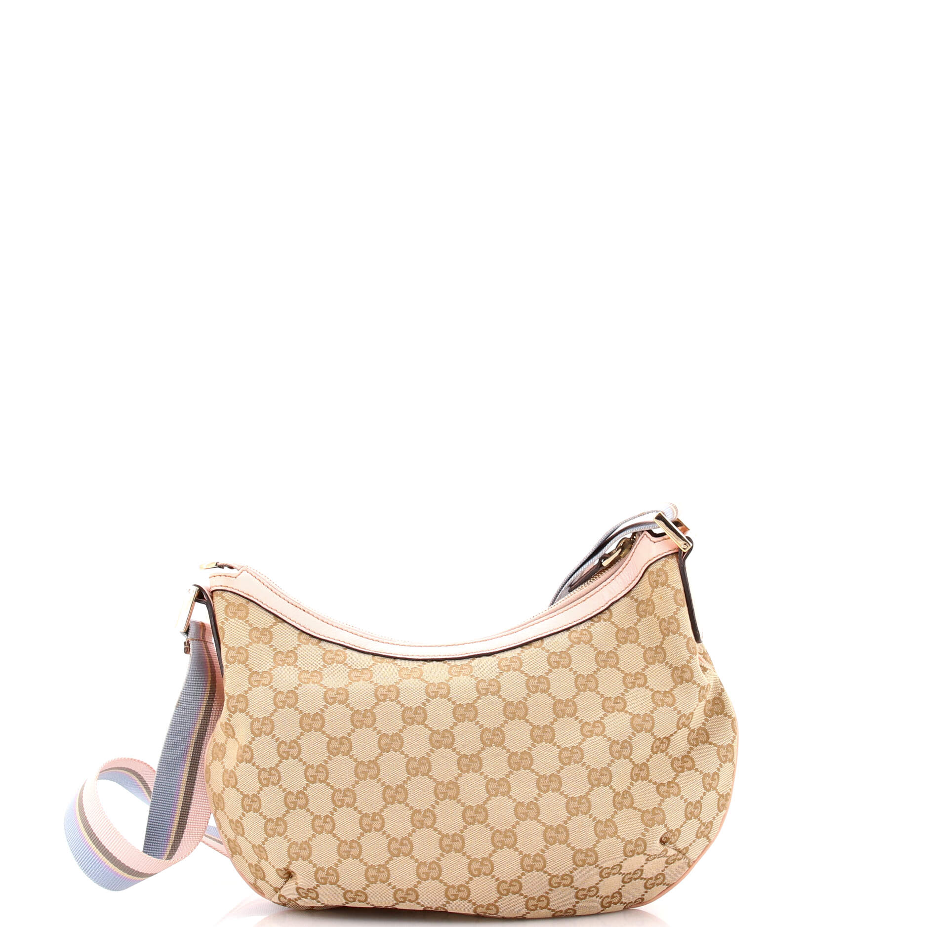 Saddle Zip Messenger Bag GG Canvas with Leather Medium