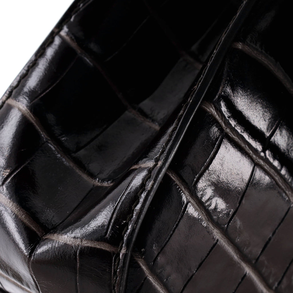 C Double Carry Bag Crocodile Embossed Leather Small