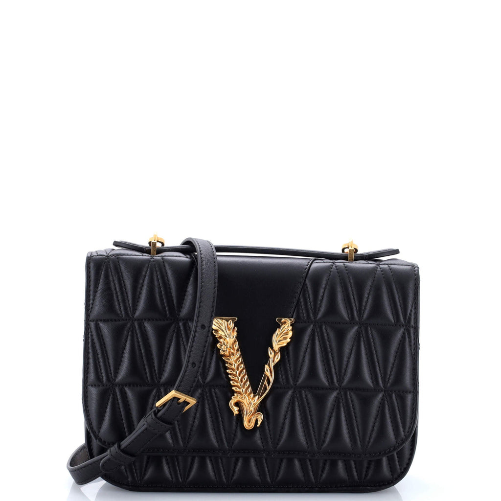 Virtus Flap Shoulder Bag Quilted Leather Small
