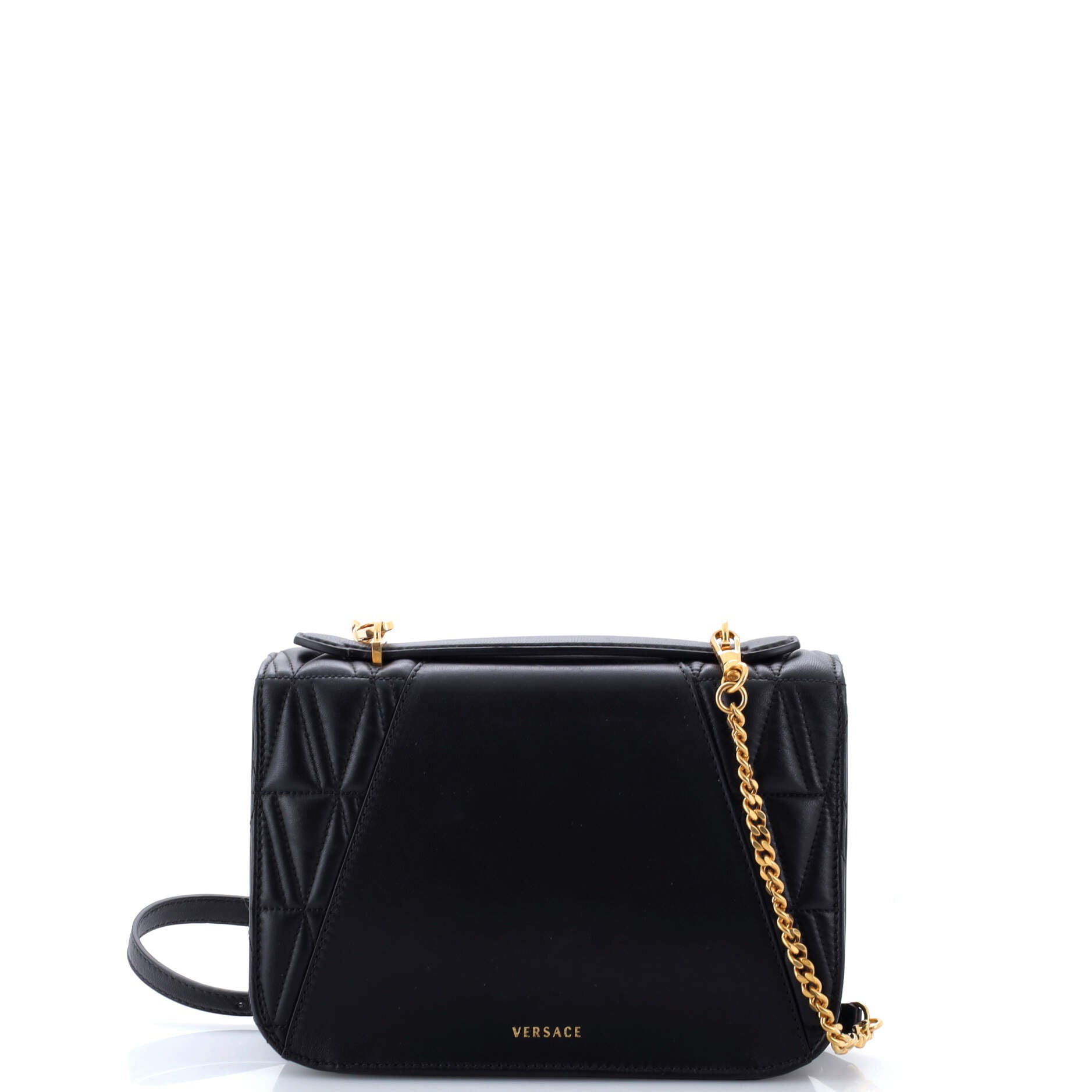 Virtus Flap Shoulder Bag Quilted Leather Small