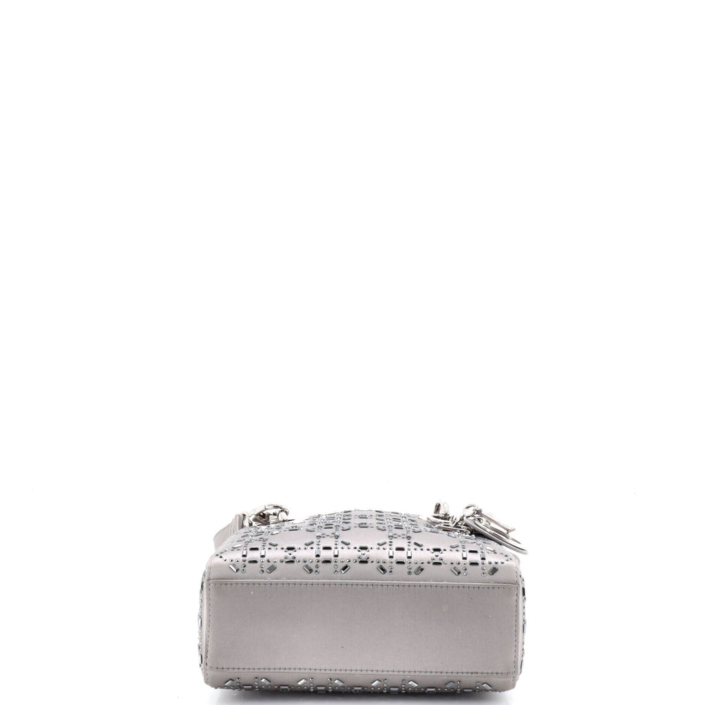 Lady Dior Bag Crystal Embellished Cannage Quilt Satin Mini