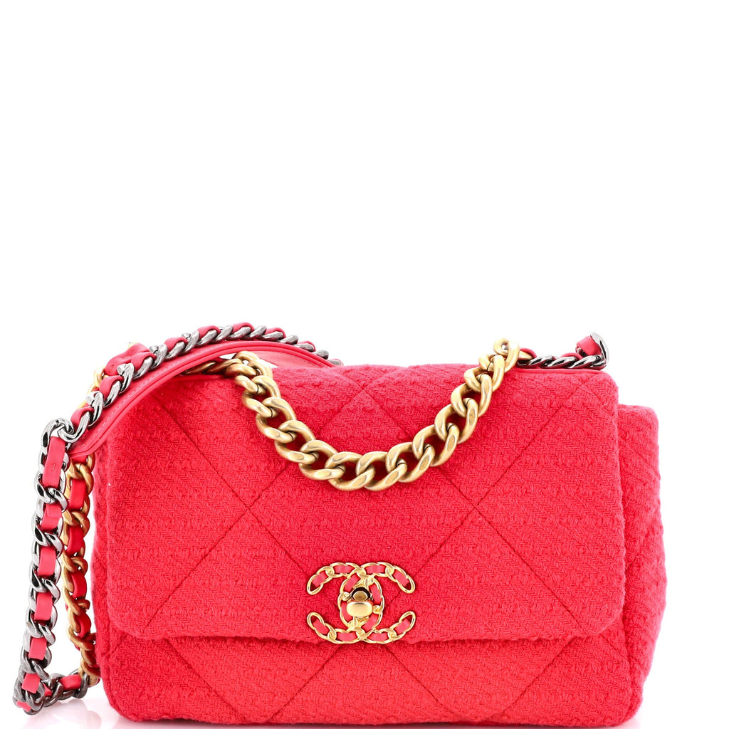 19 Flap Bag Quilted Tweed Medium