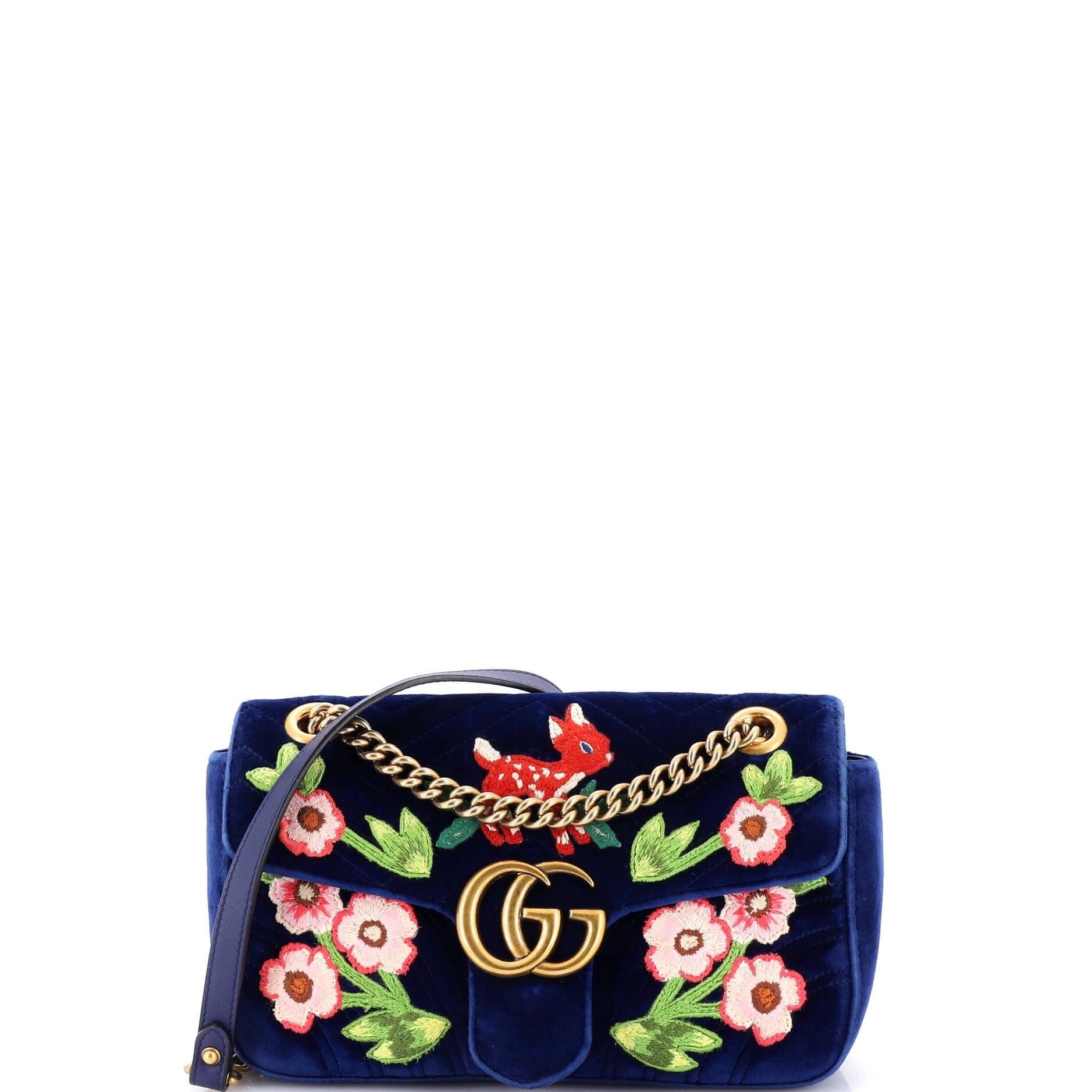 GG Marmont Flap Bag Embroidered Matelasse Velvet Small