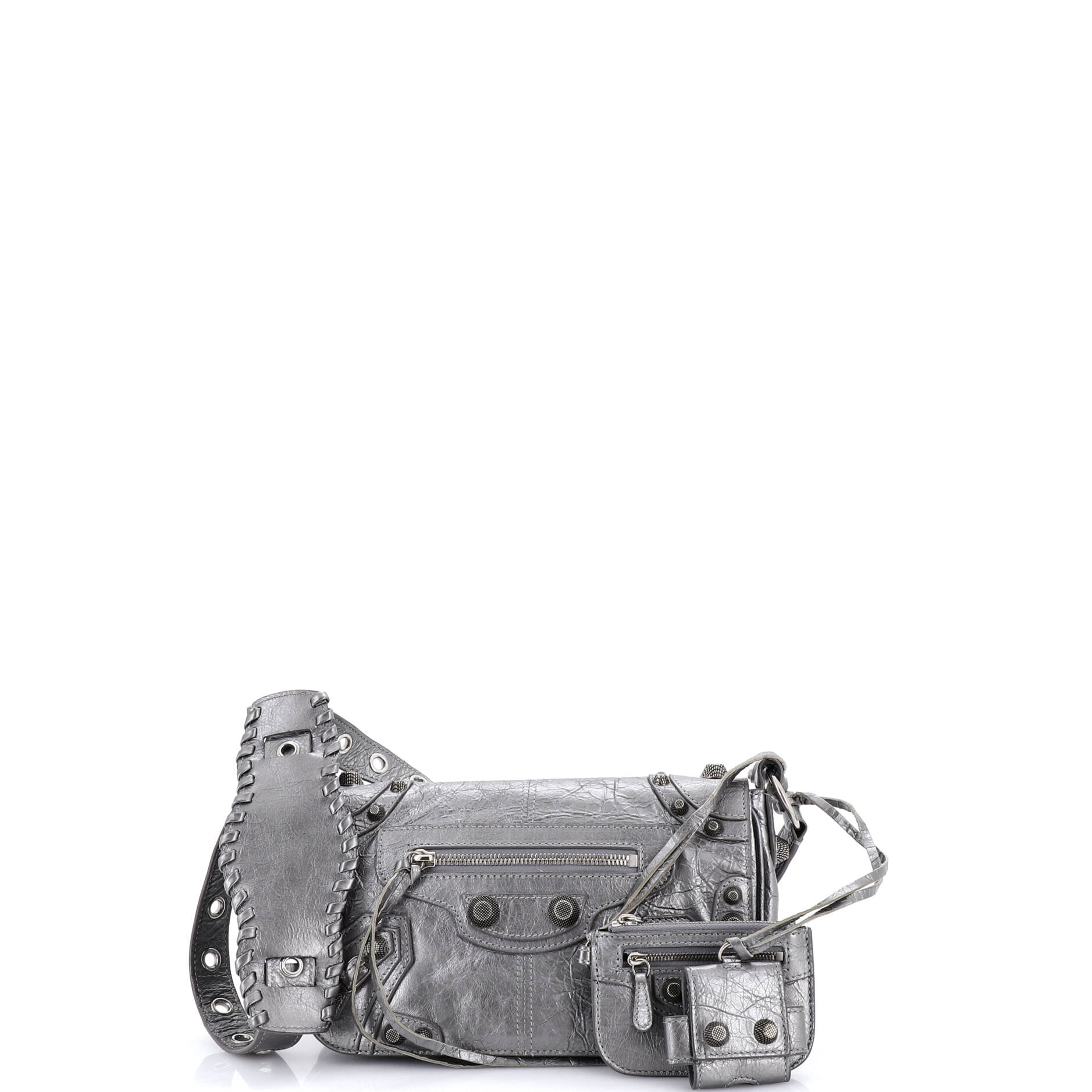 Le Cagole Giant Studs Full Flap Bag Leather XS