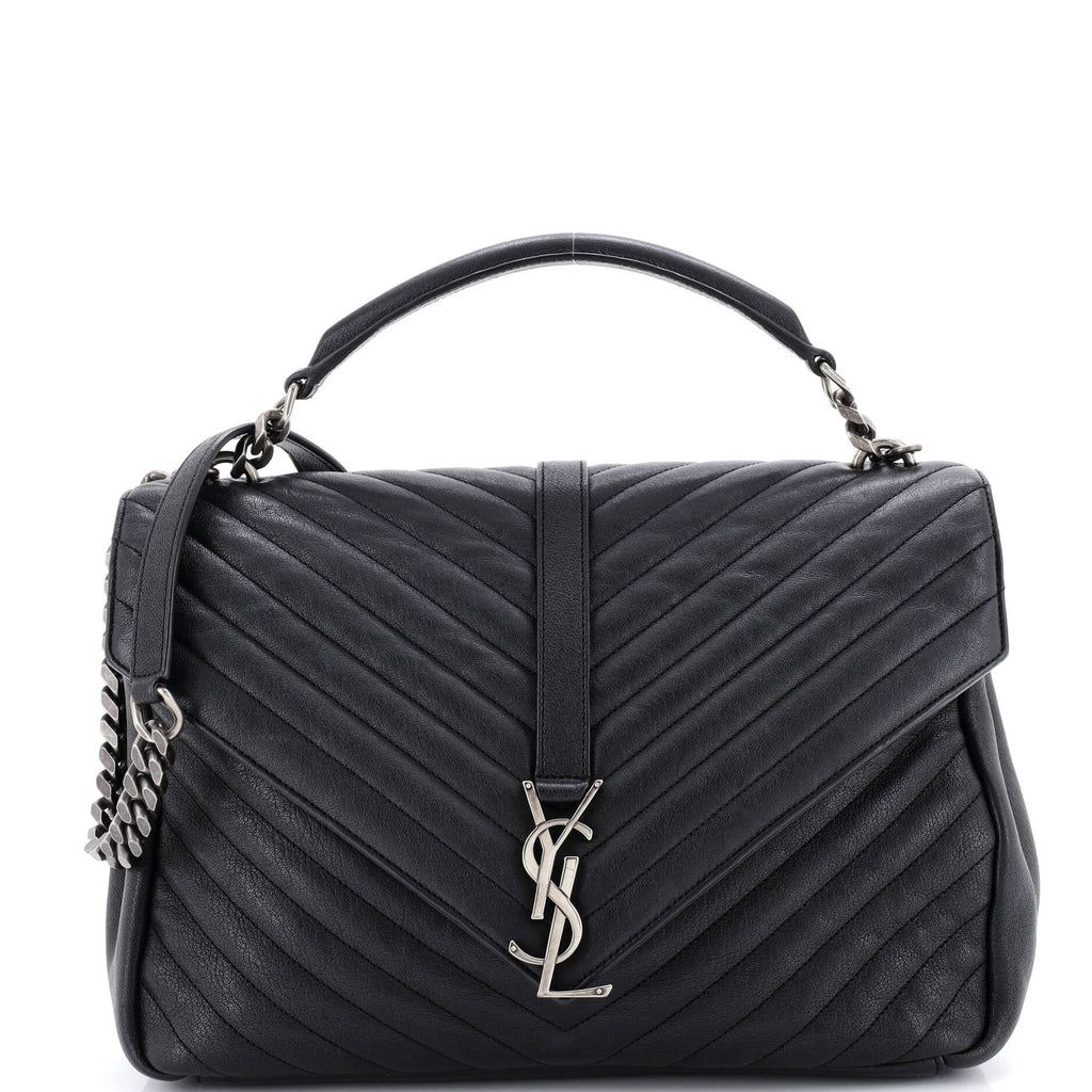 Classic Monogram College Bag Matelasse Chevron Leather Large