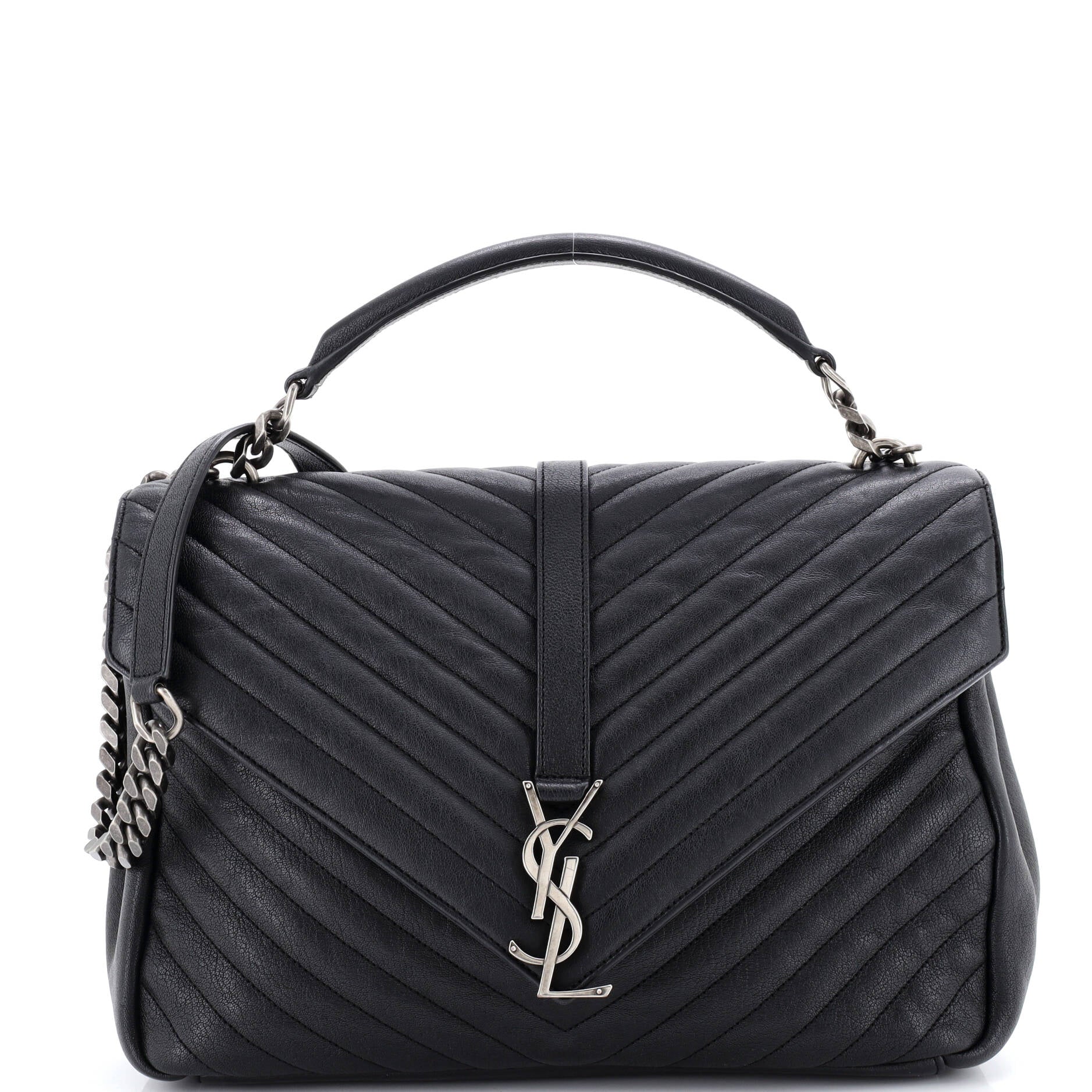 Classic Monogram College Bag Matelasse Chevron Leather Large