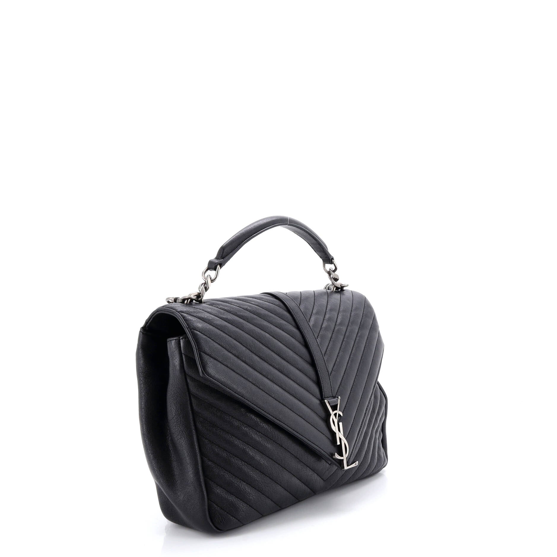 Classic Monogram College Bag Matelasse Chevron Leather Large