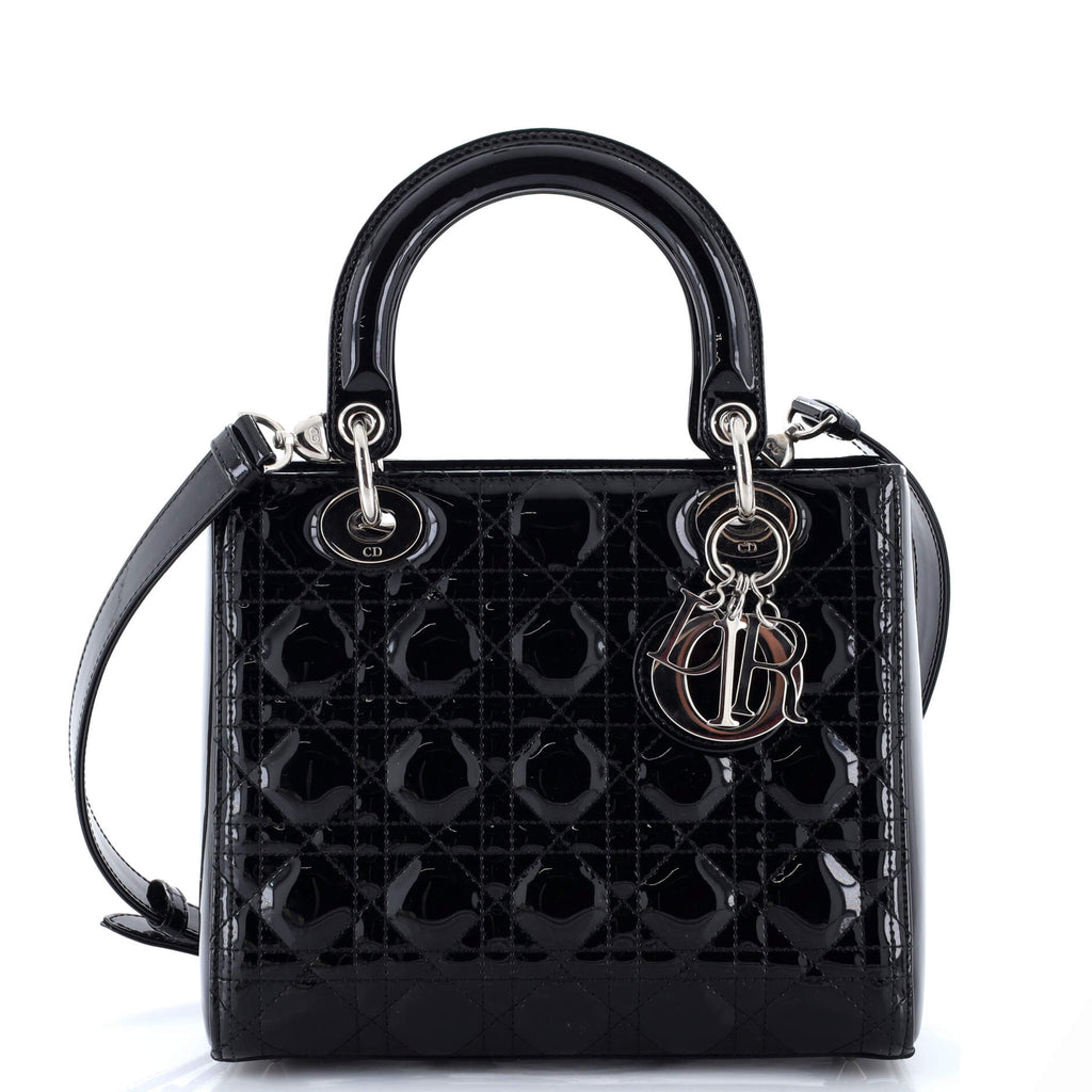 Lady Dior Bag Cannage Quilt Patent Medium