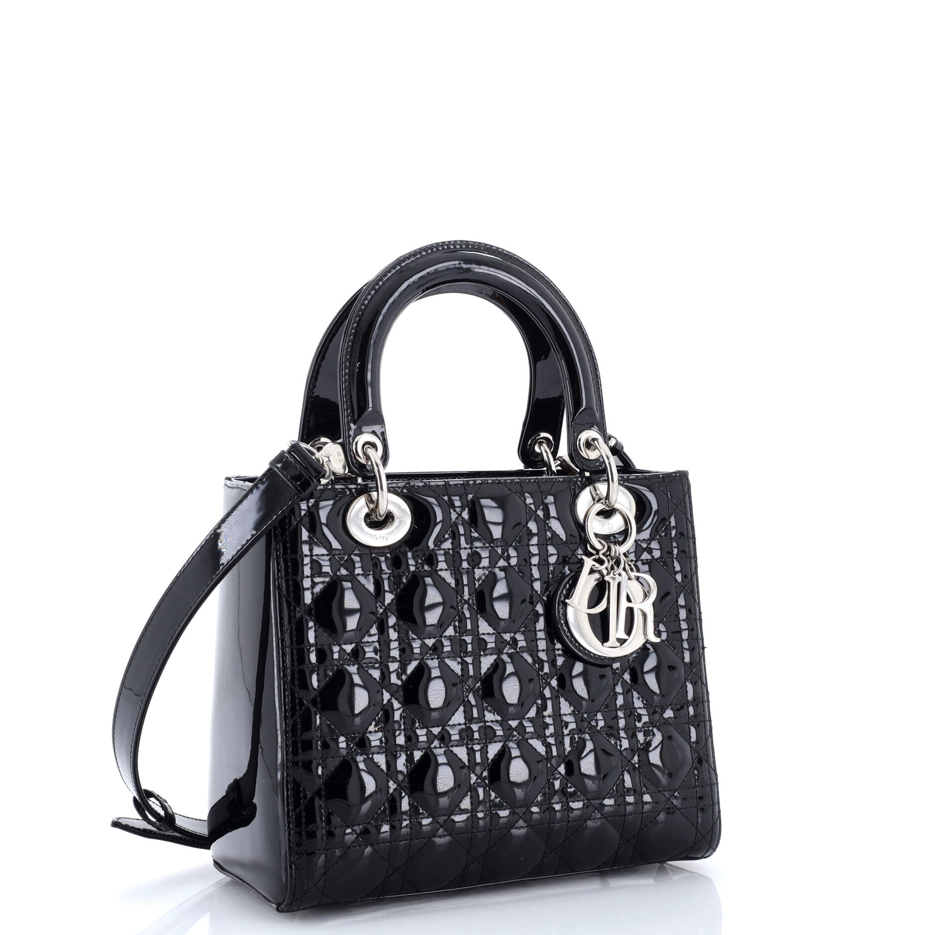 Lady Dior Bag Cannage Quilt Patent Medium