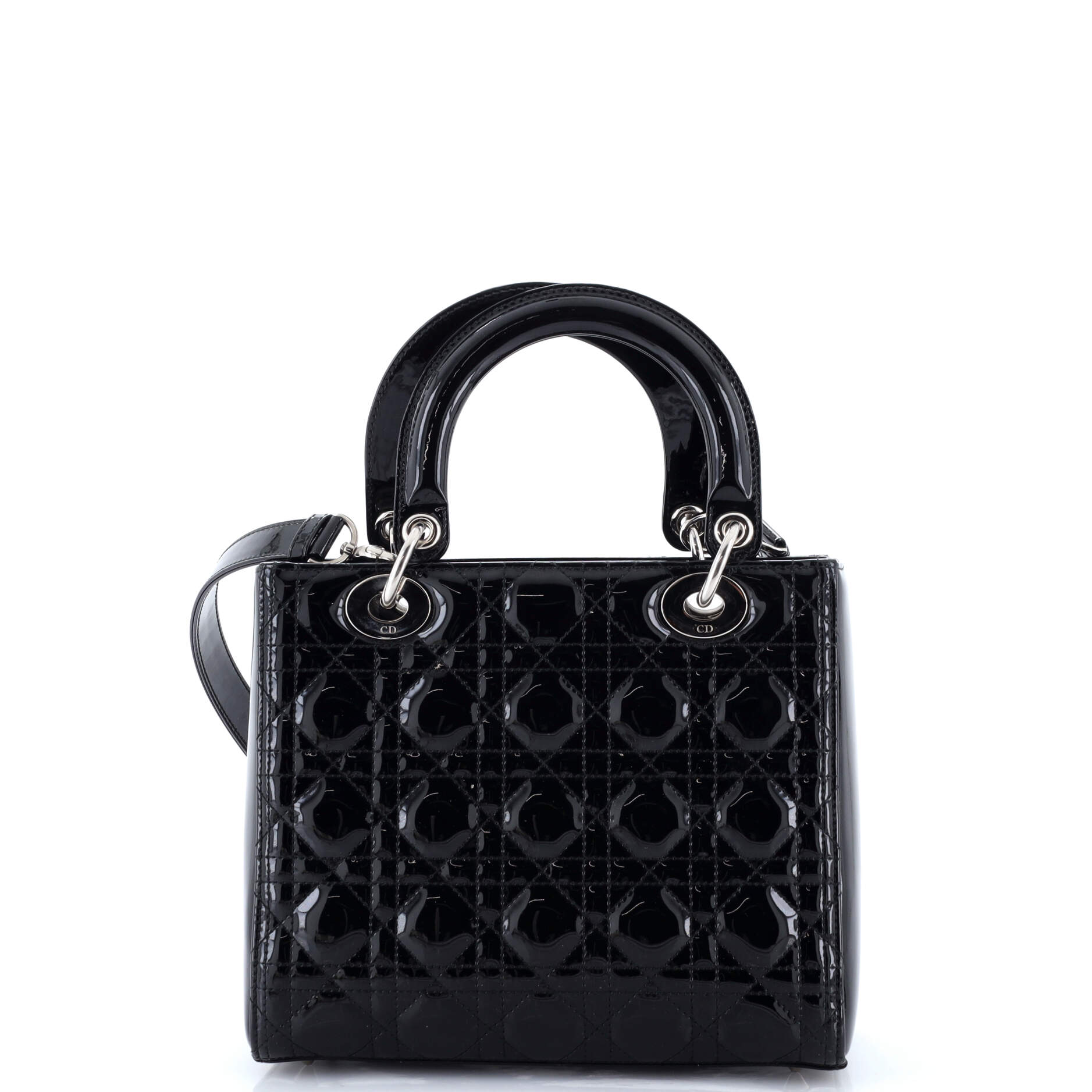 Lady Dior Bag Cannage Quilt Patent Medium