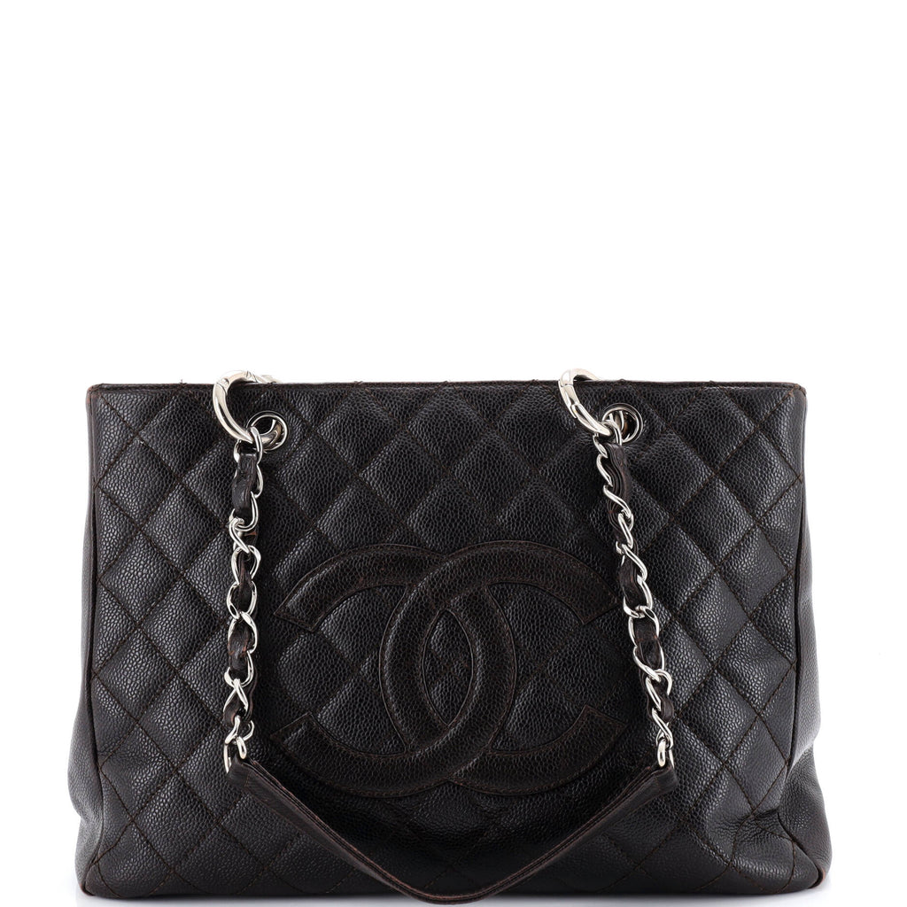 Grand Shopping Tote Quilted Caviar