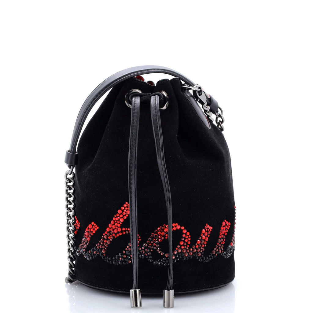 Marie Jane Bucket Bag Embellished Suede