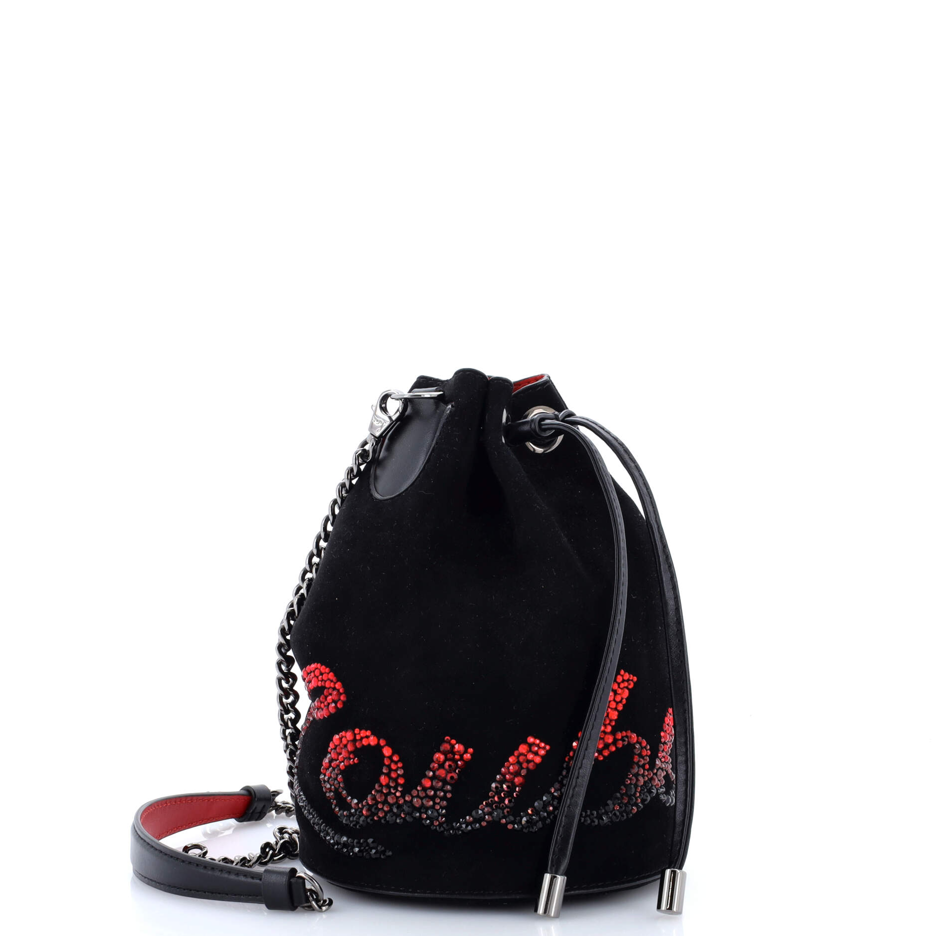 Marie Jane Bucket Bag Embellished Suede