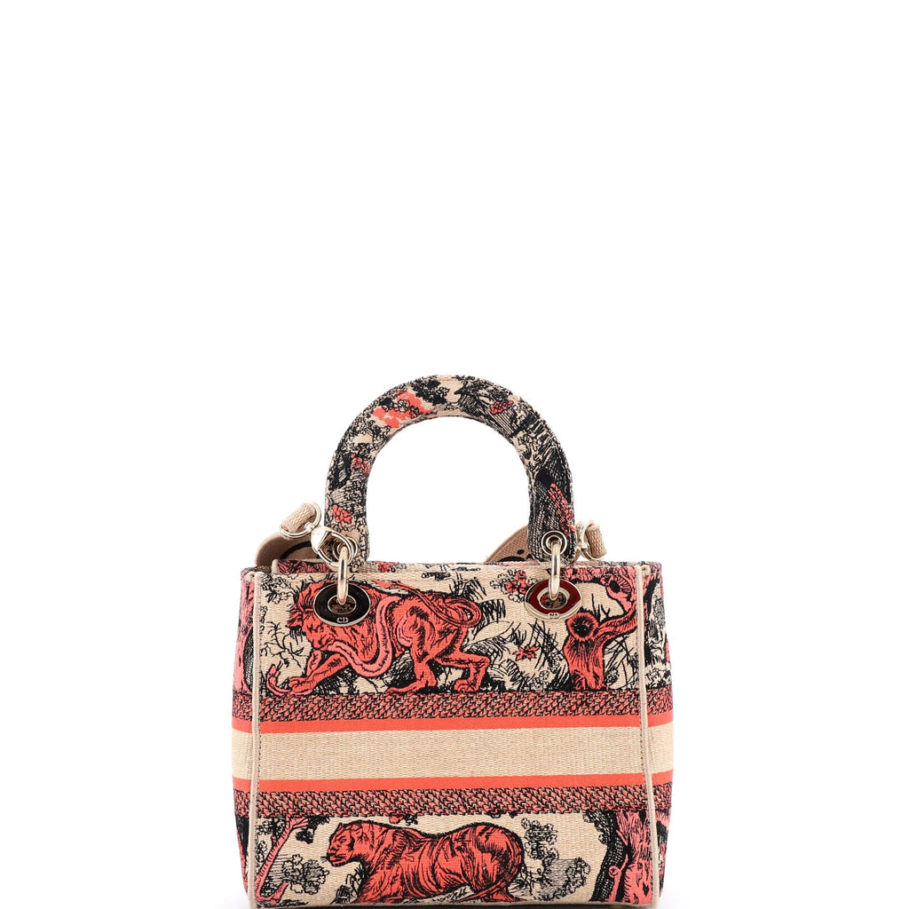Lady D-Lite Bag Embroidered Raffia Medium