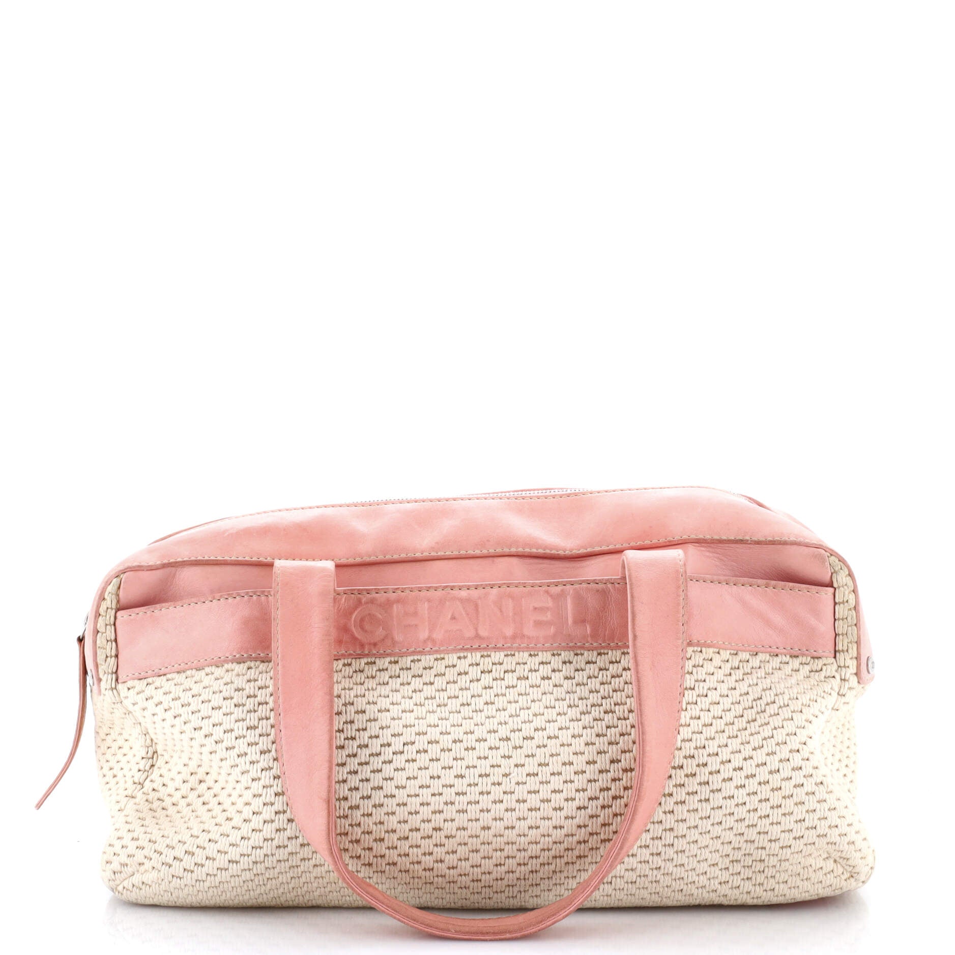 Lax Bowler Bag Leather and Woven Fabric