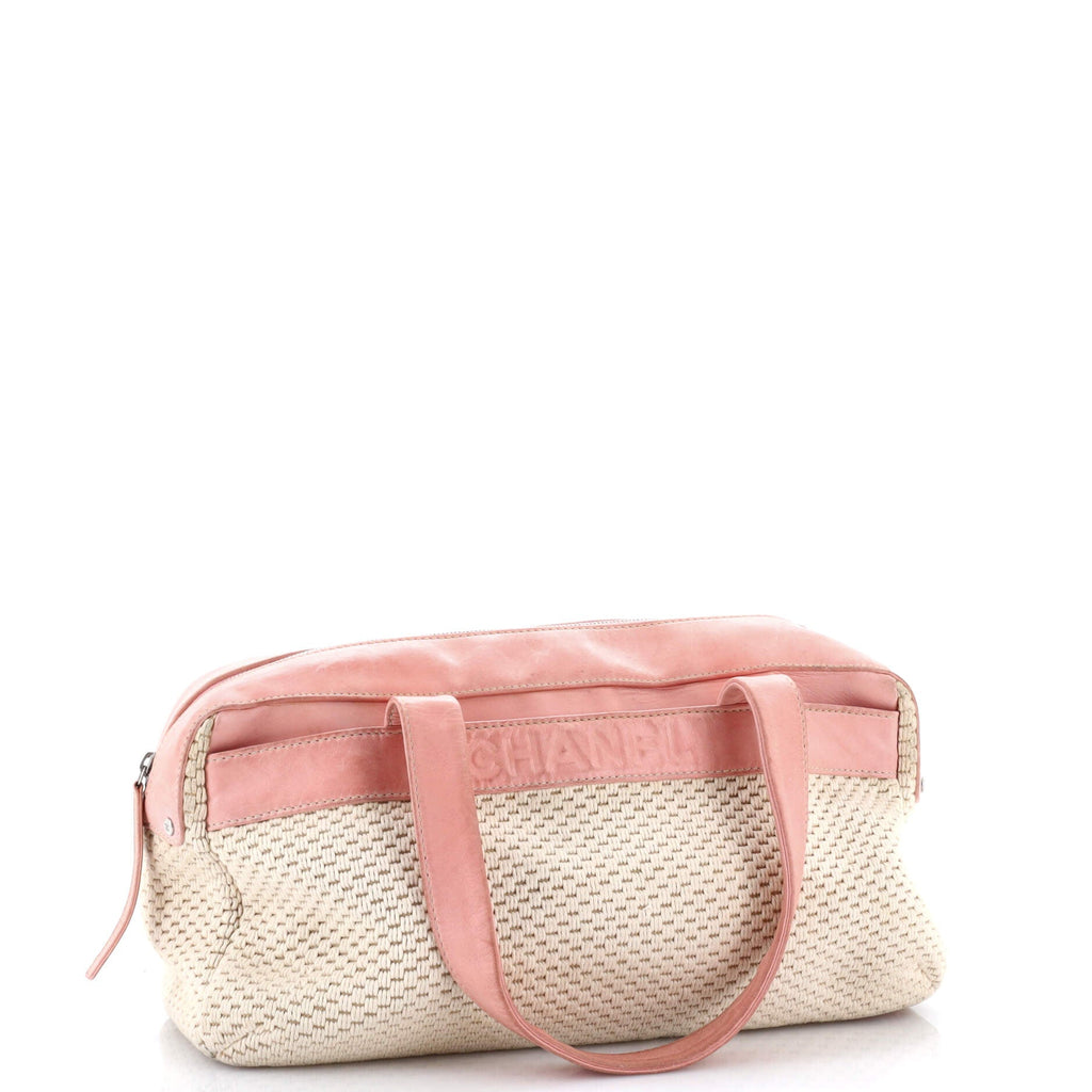 Lax Bowler Bag Leather and Woven Fabric