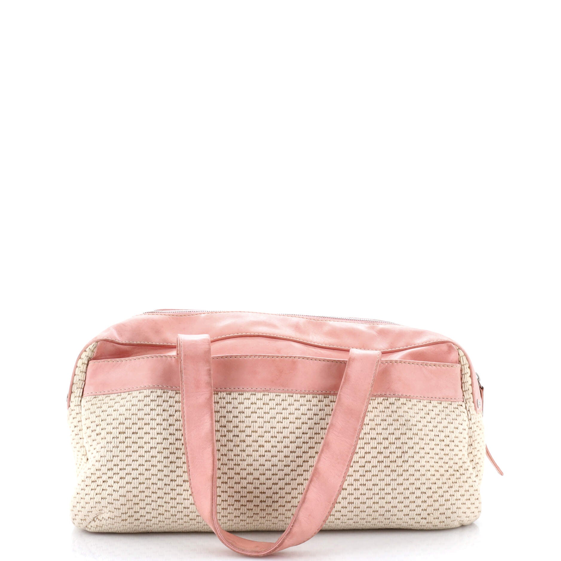 Lax Bowler Bag Leather and Woven Fabric