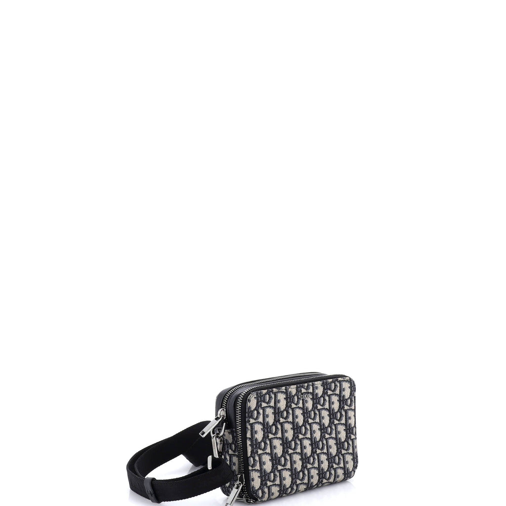 Double Zip Crossbody Pouch Oblique Canvas