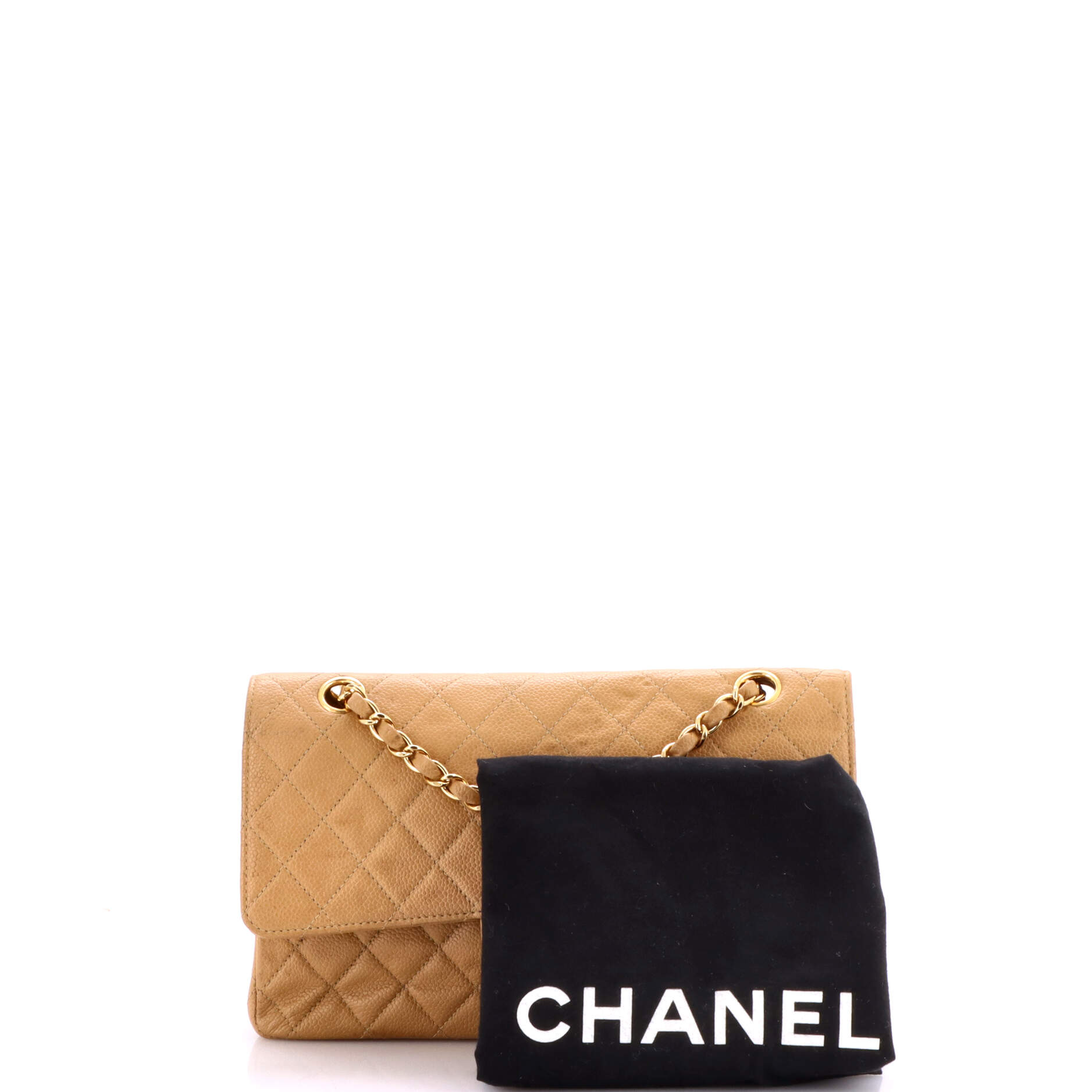 Vintage Classic Double Flap Bag Quilted Caviar Medium