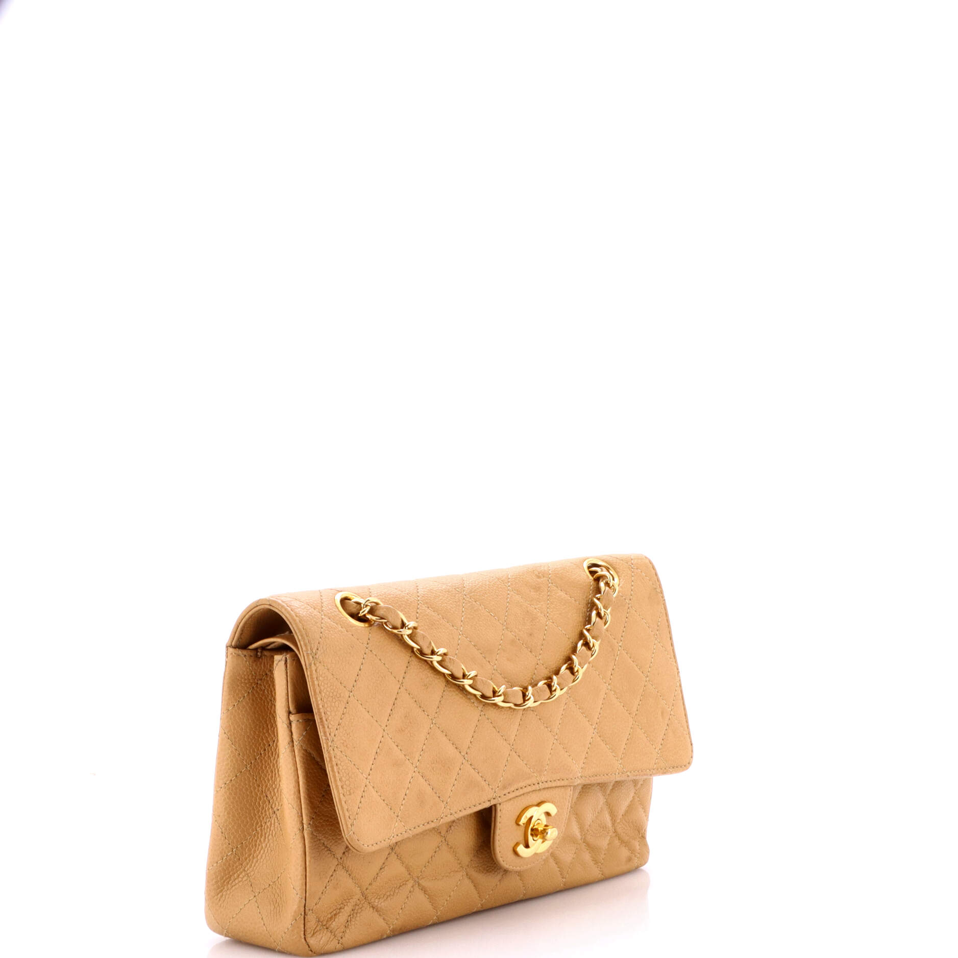 Vintage Classic Double Flap Bag Quilted Caviar Medium