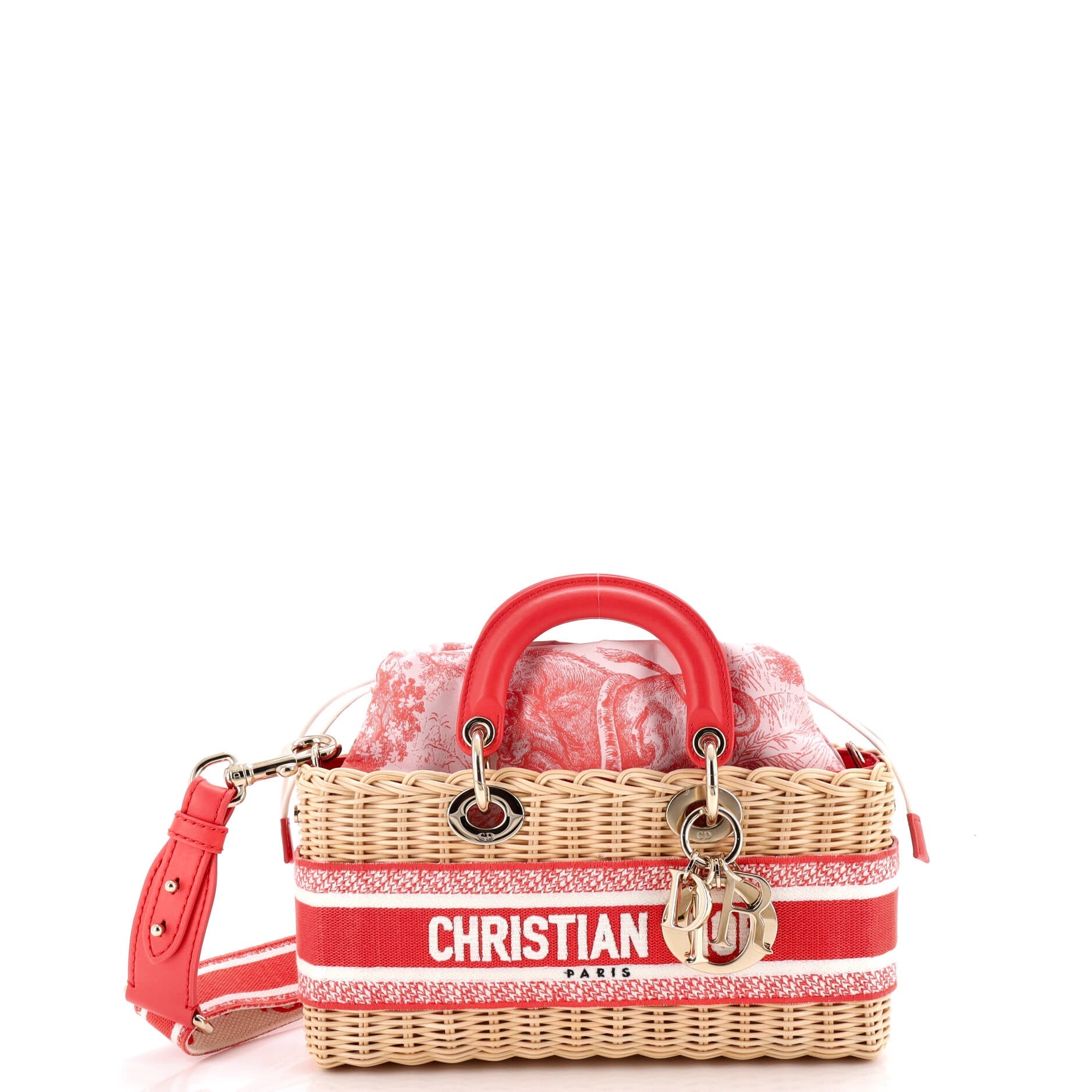 Dioriviera Lady D-Joy Bag Wicker and Toile de Jouy Jacquard Medium
