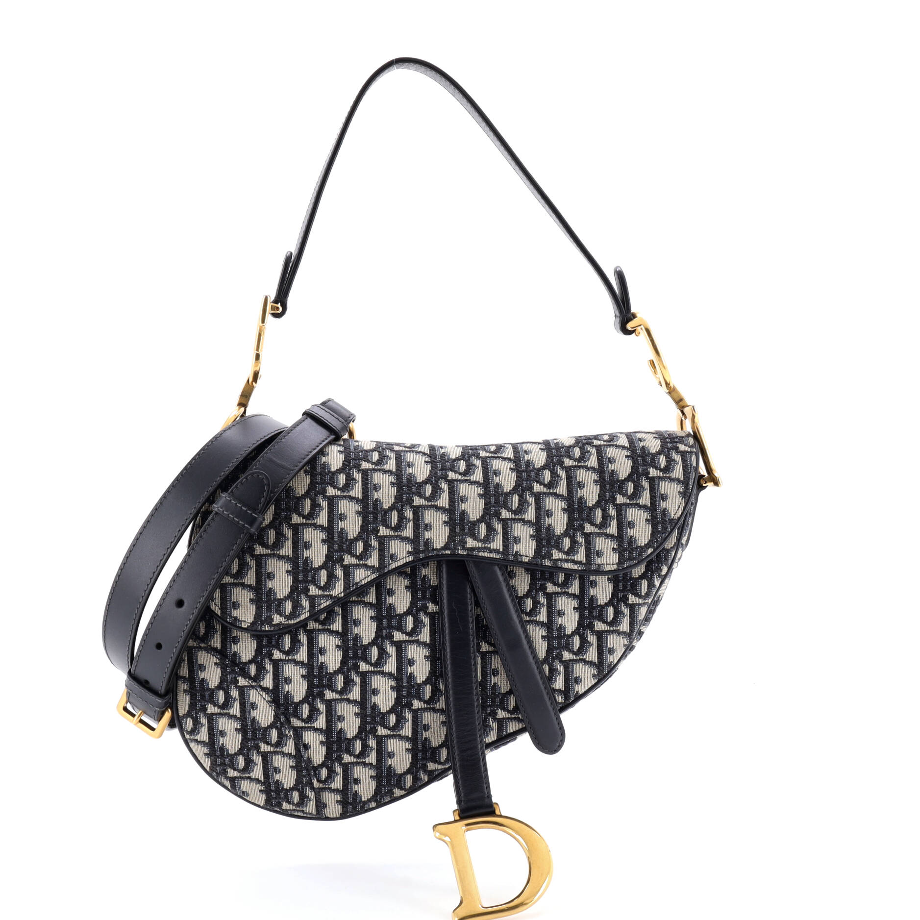 Saddle Handbag with Strap Oblique Canvas Medium