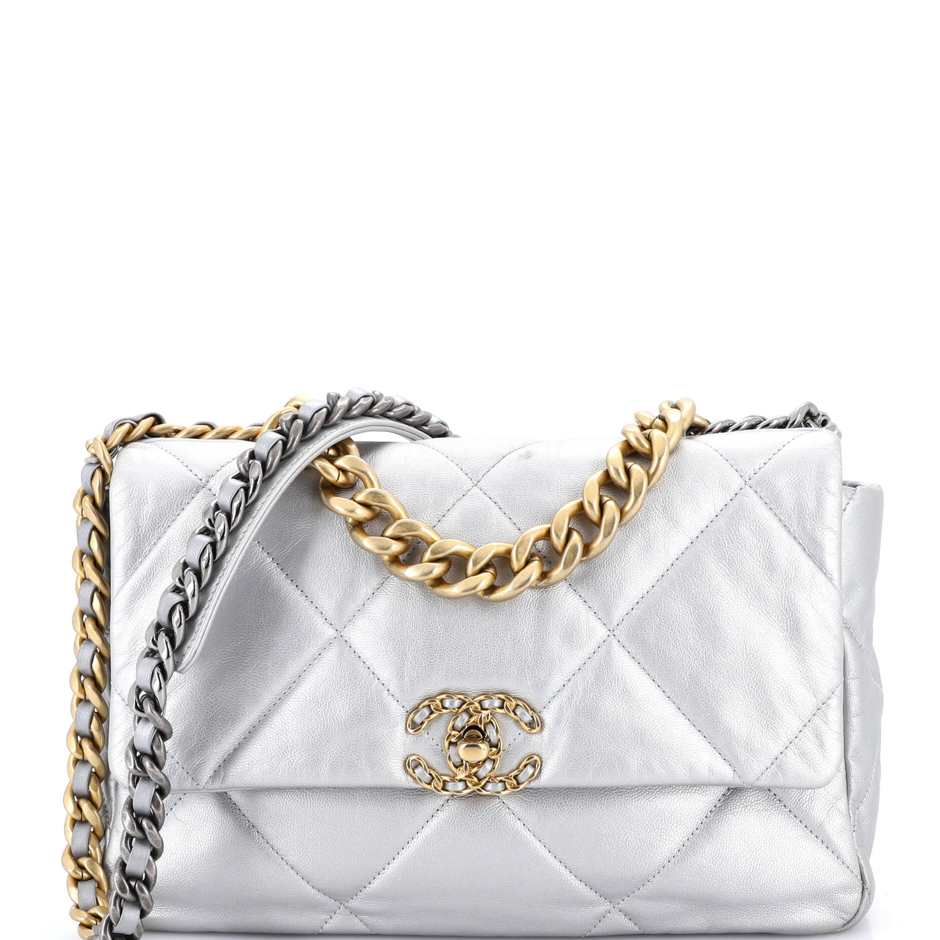 19 Flap Bag Quilted Leather Large