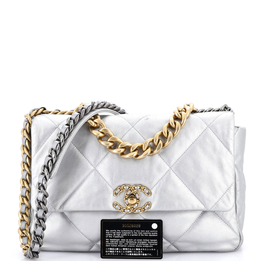 19 Flap Bag Quilted Leather Large