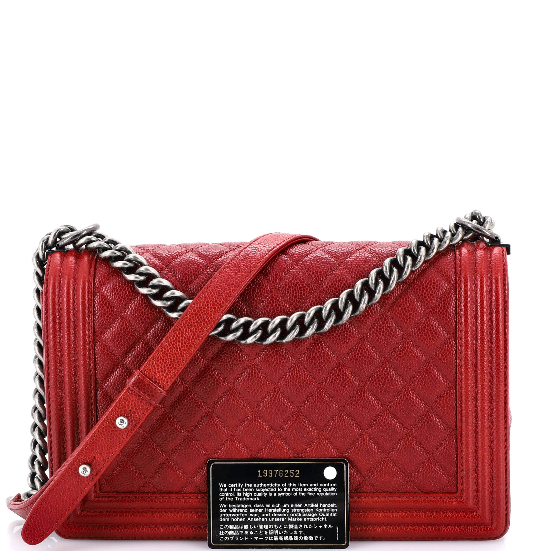 Boy Flap Bag Quilted Caviar New Medium