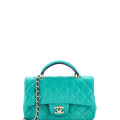 Classic Single Flap Top Handle Bag Quilted Lambskin Mini
