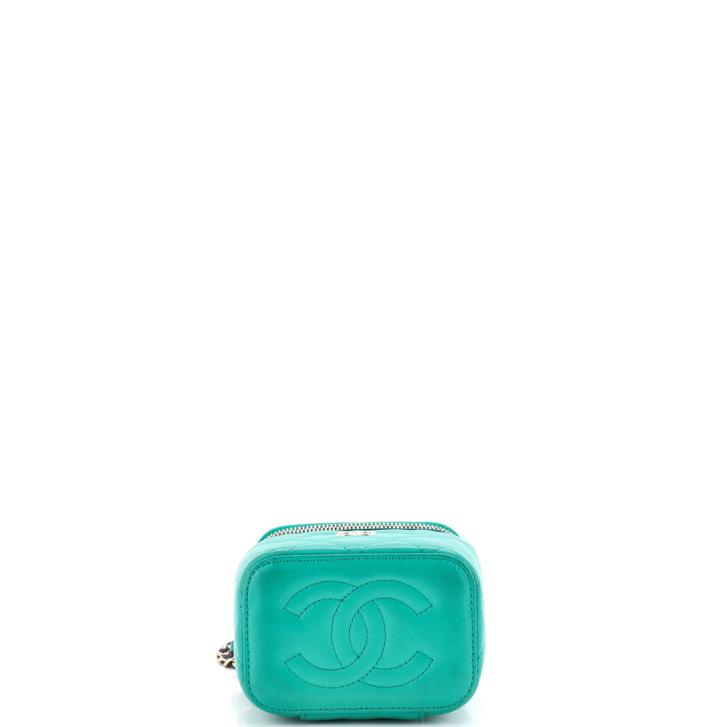 Classic Top Handle Vanity Case with Chain Quilted Lambskin Mini