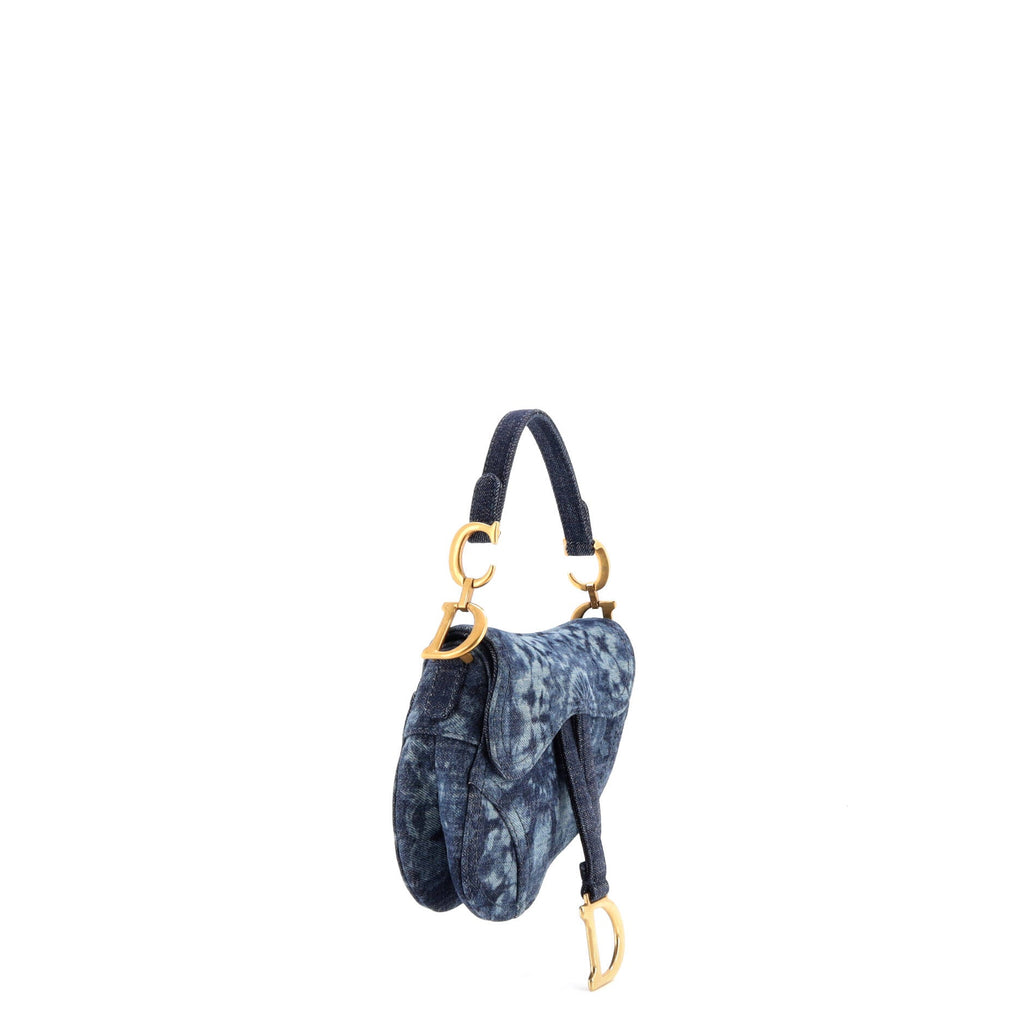 Saddle Handbag Tie Dye Printed Denim Mini