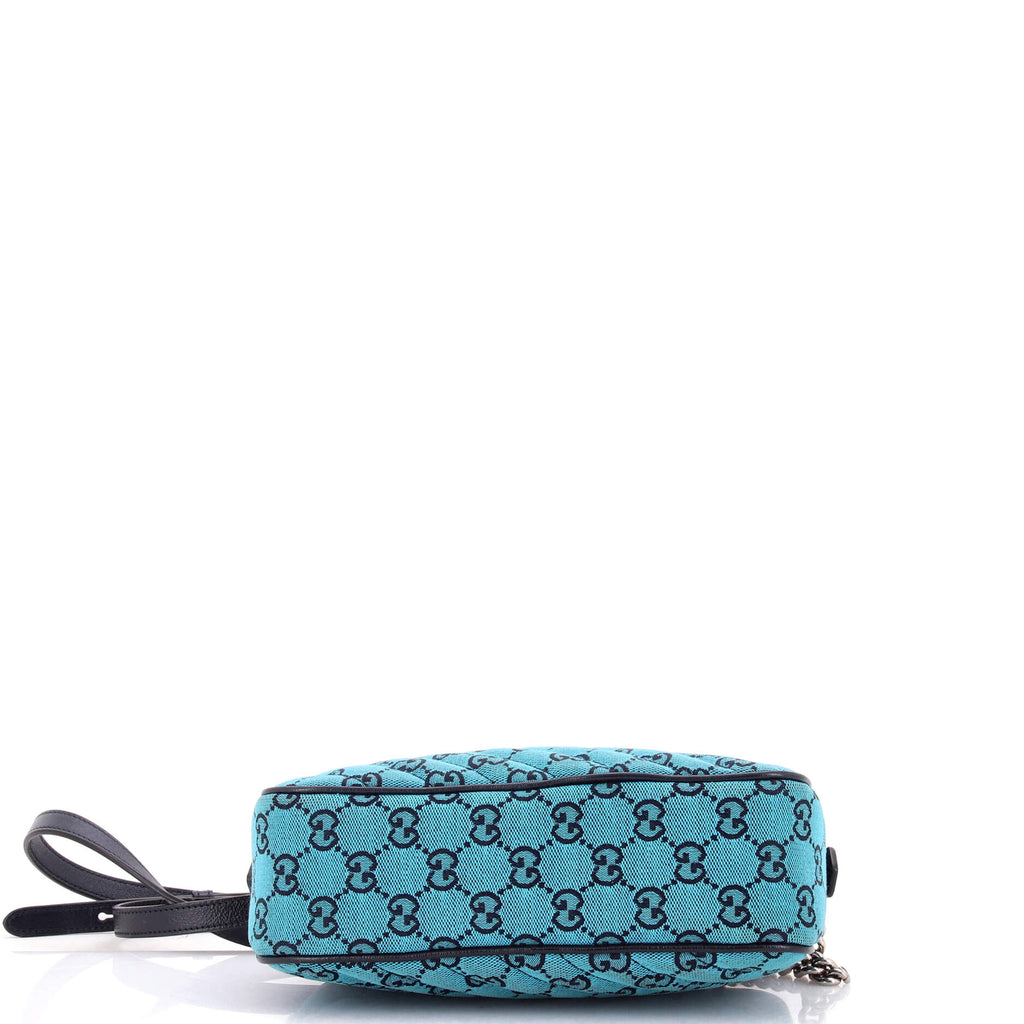 GG Marmont Shoulder Bag Diagonal Quilted GG Canvas with Leather Small